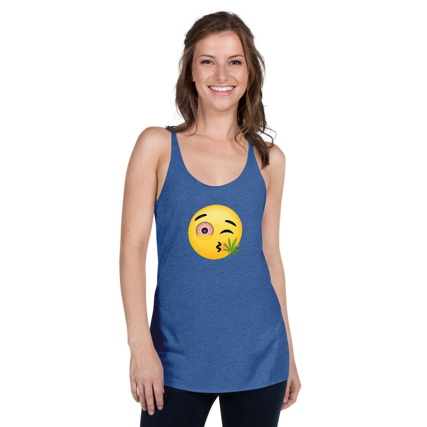 Women's Cannabis Weed Emoji Racerback Tank Top