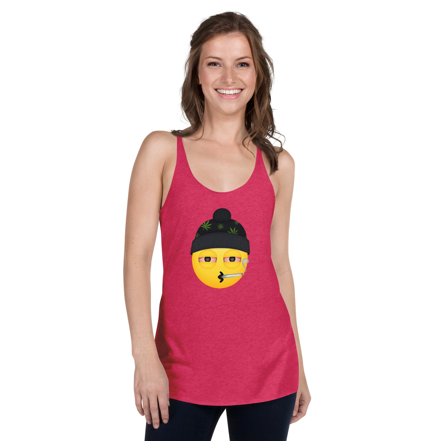 Women's Cannabis Weed Emoji Racerback Tank Top