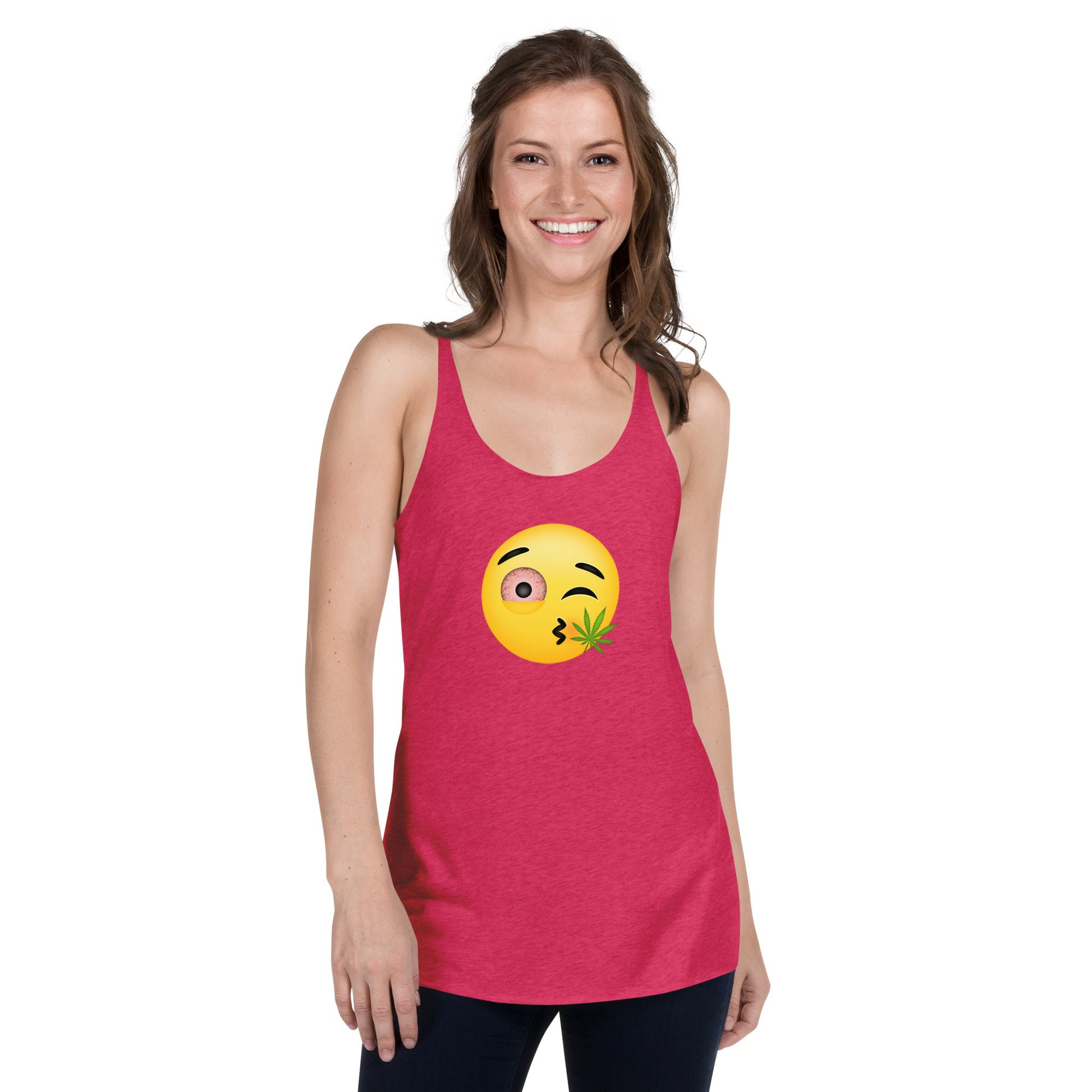 Emoji Weed Cannabis Sativa Joint Bong Dispensary Festival Fun Blunt Dispensary Tank Top For Women