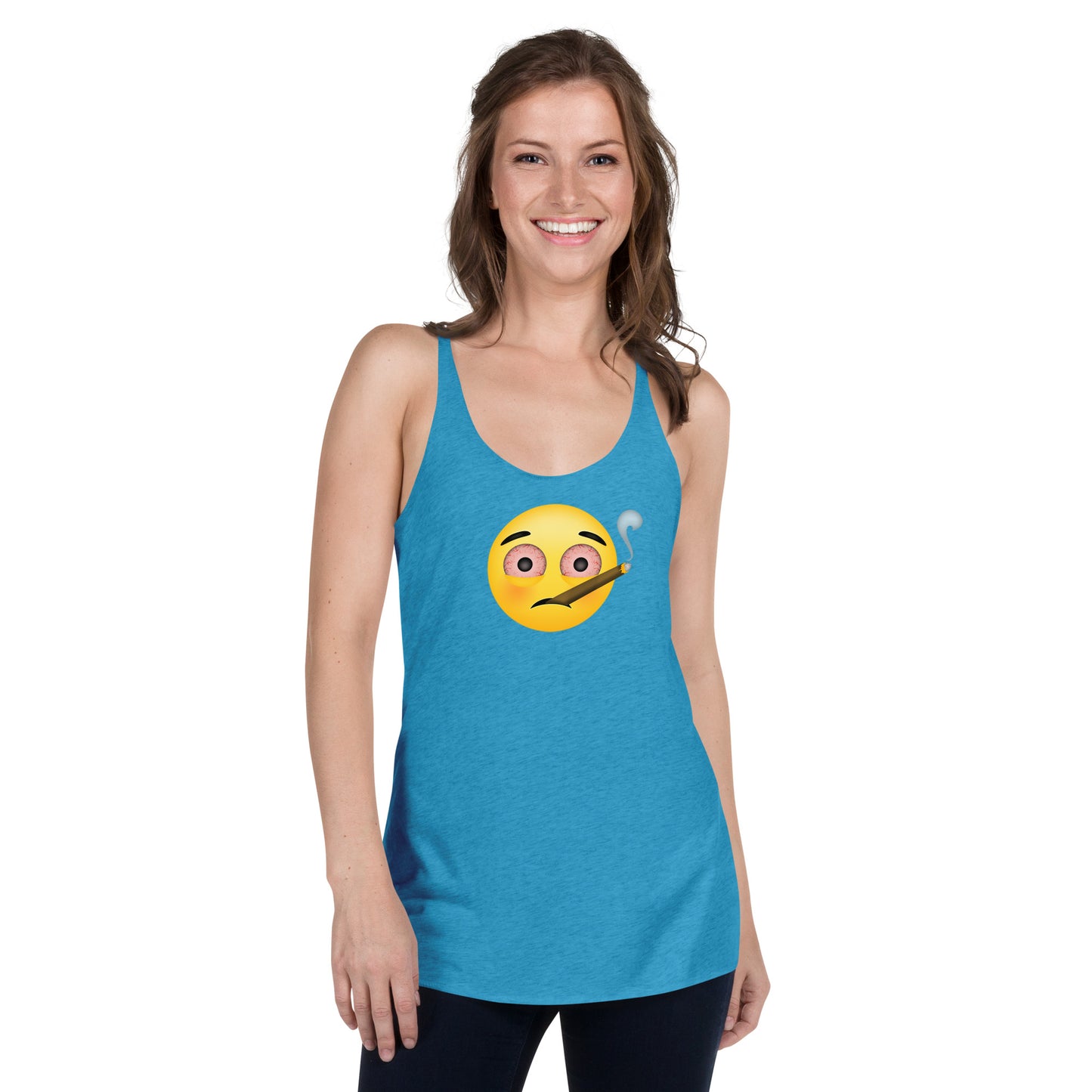 Women's Cannabis Weed Emoji Racerback Tank Top