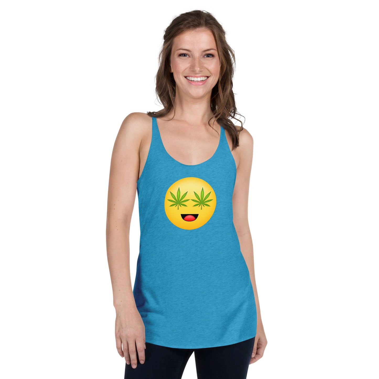 Women's Cannabis Weed Emoji Racerback Tank Top