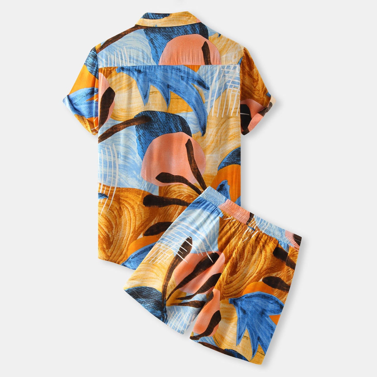 Men's Hawaiian Print Two Piece Beach Suit