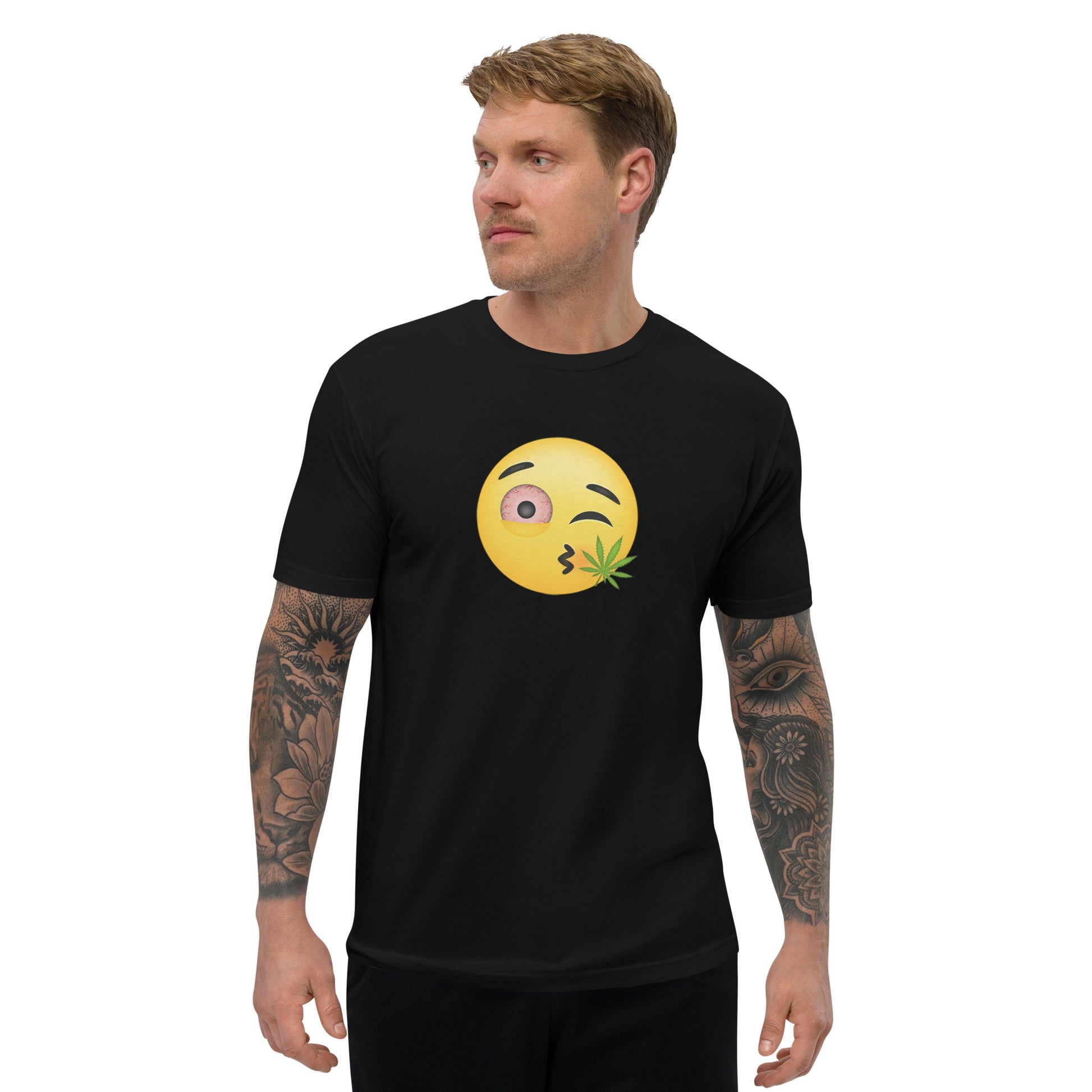 Emoji Weed Cannabis Sativa Indica Blunt Joint Bong Dispensary Festival Fun Tshirt