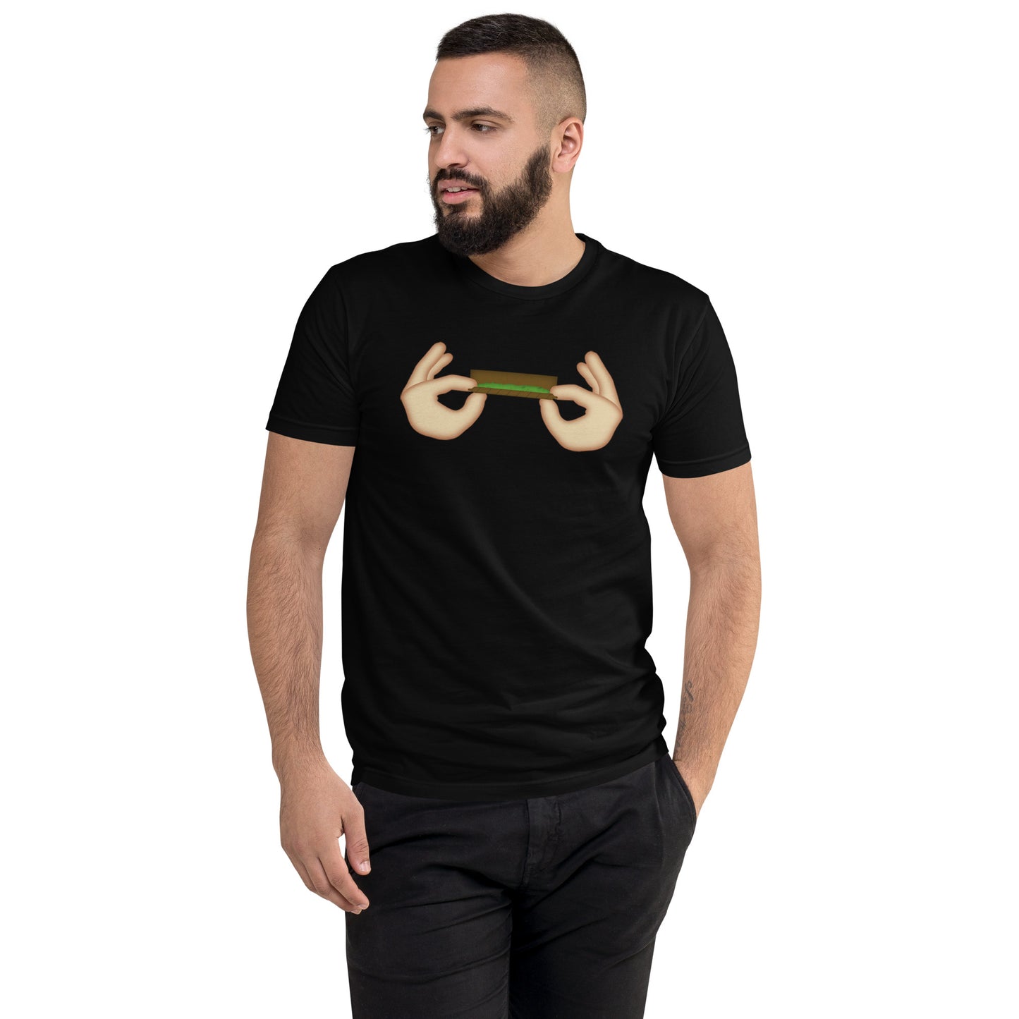 Men's Cannabis Weed Emoji Fitted T-Shirt