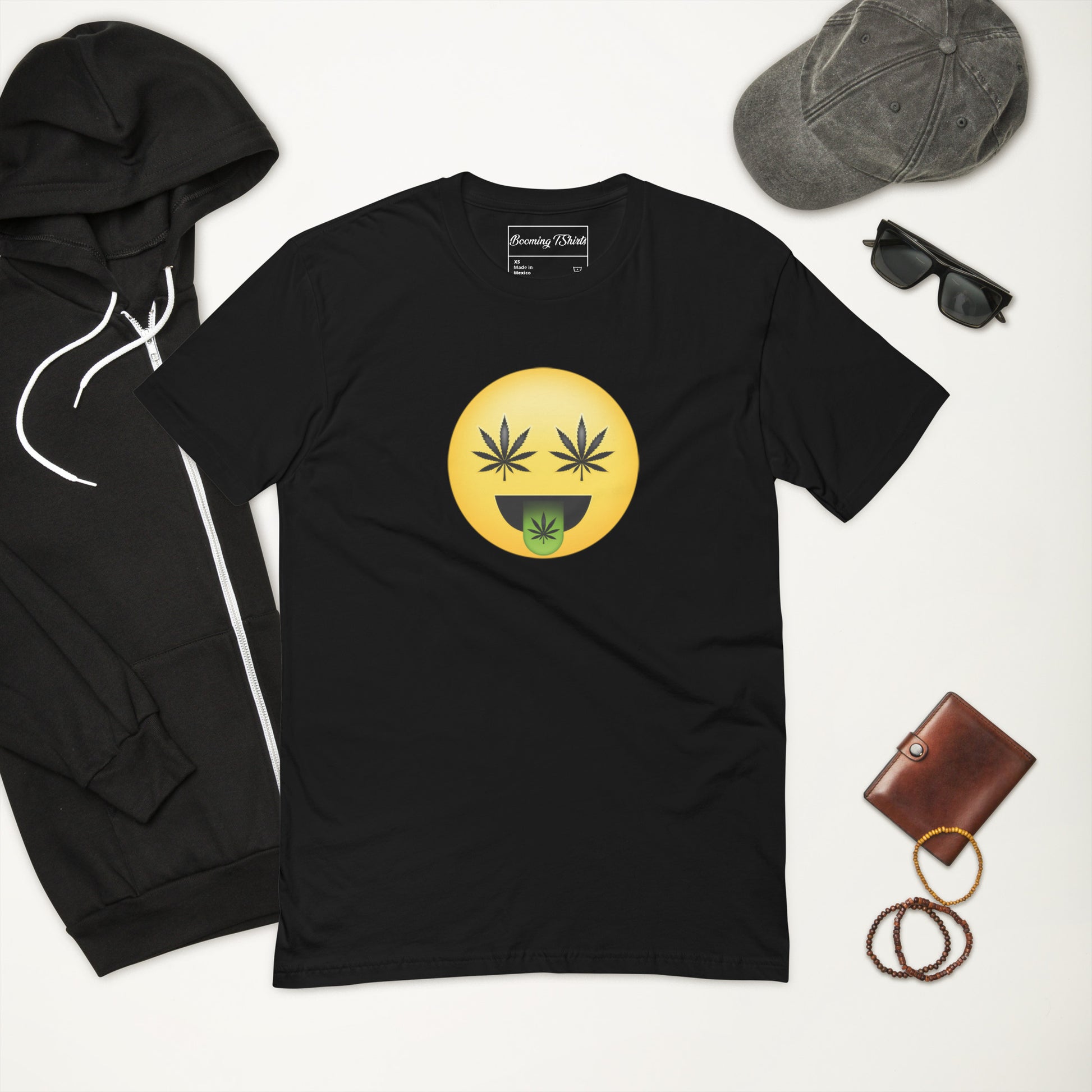 Emoji Weed Cannabis Sativa Indica Blunt Joint Bong Dispensary Festival Fun Tshirt