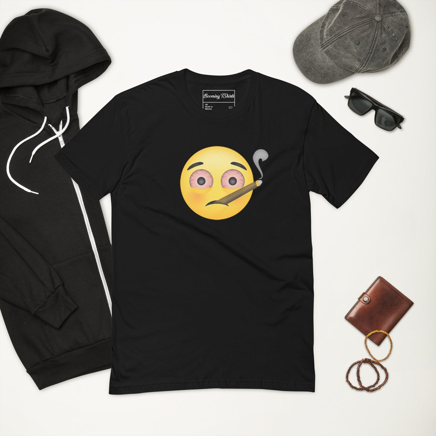 Emoji Weed Cannabis Sativa Joint Bong Dispensary Festival Fun Smoking Blunt Tshirt