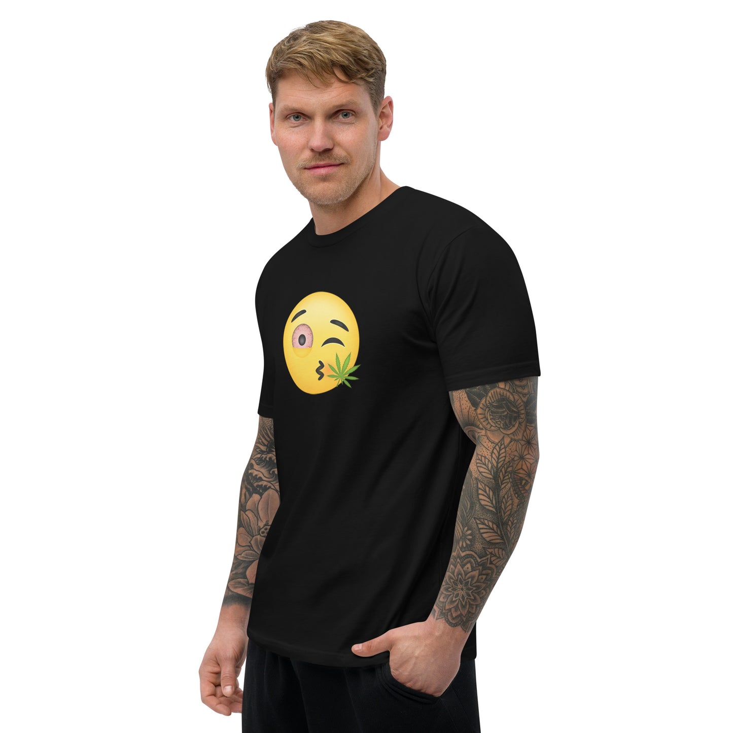 Men's Cannabis Weed Emoji Fitted T-Shirt