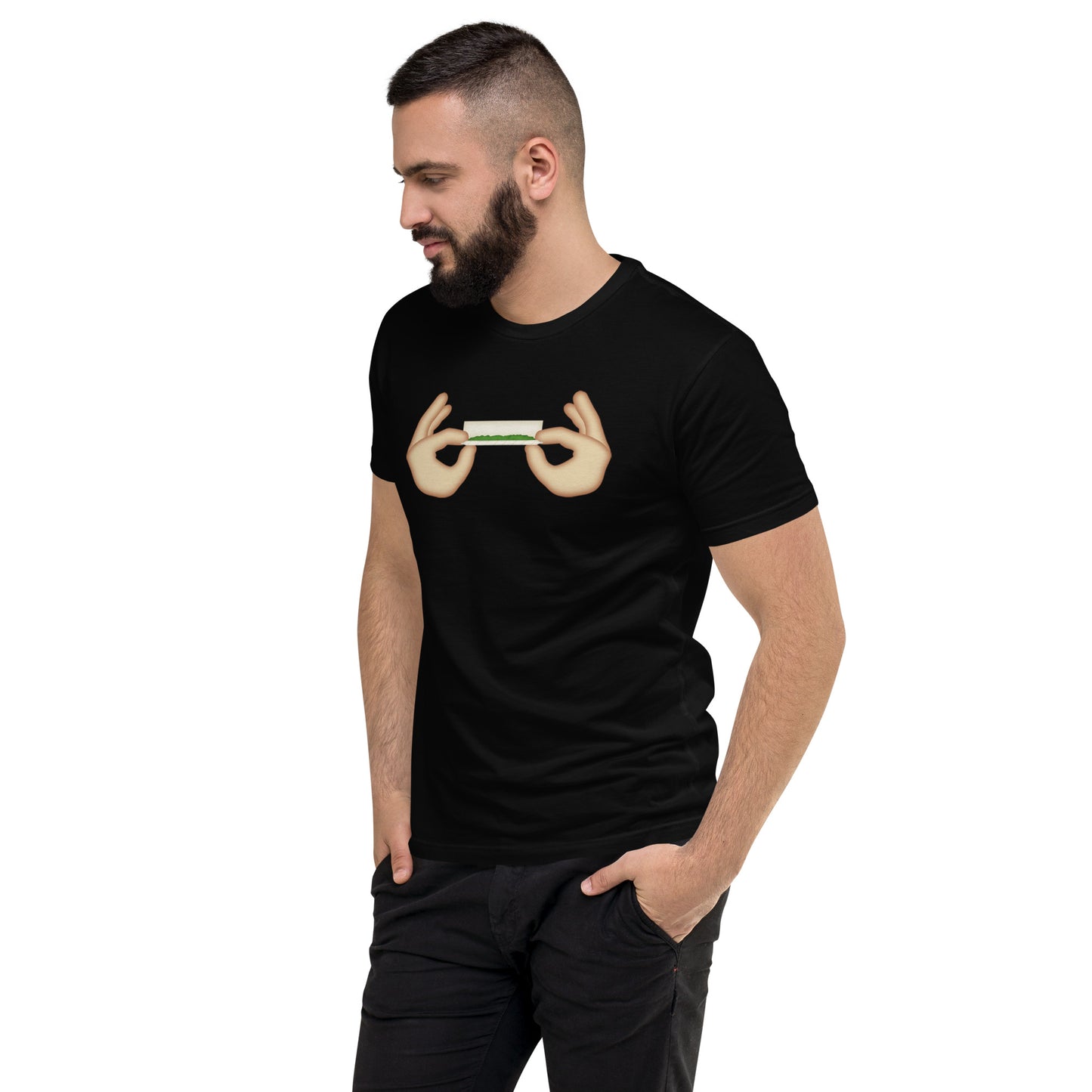 Men's Cannabis Weed Emoji Fitted T-Shirt