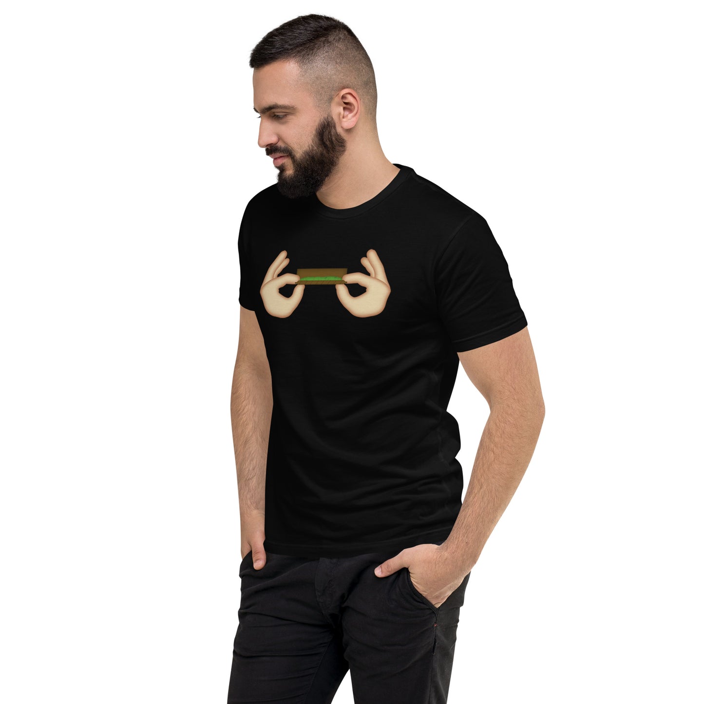 Men's Cannabis Weed Emoji Fitted T-Shirt