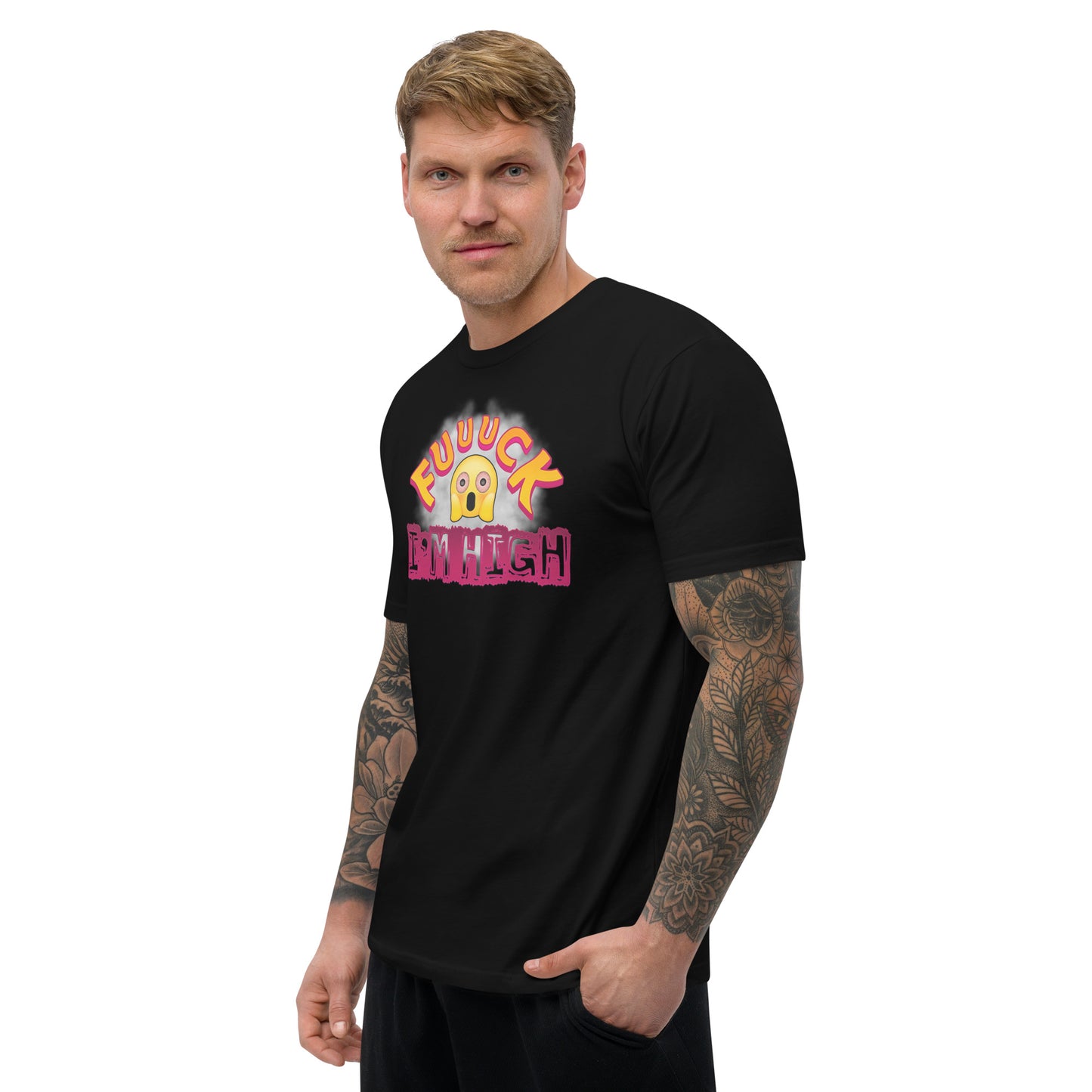 Men's Cannabis Weed Emoji Fitted T-Shirt