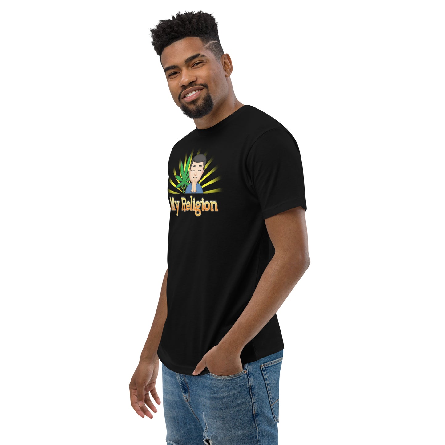 Men's Cannabis Weed Emoji Fitted T-Shirt