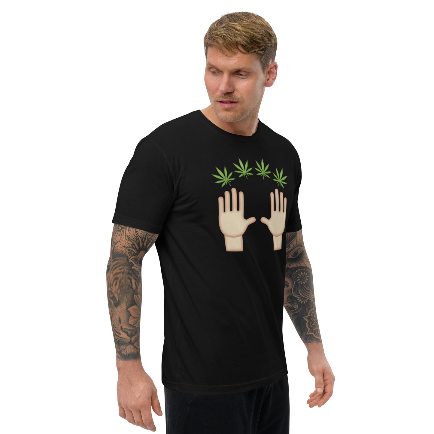 Men's Cannabis Weed Emoji Fitted T-Shirt