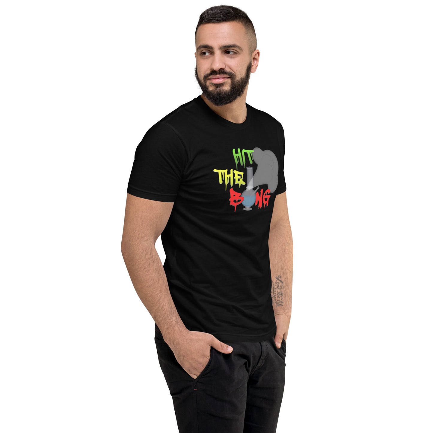 Men's Cannabis Weed Emoji Fitted T-Shirt