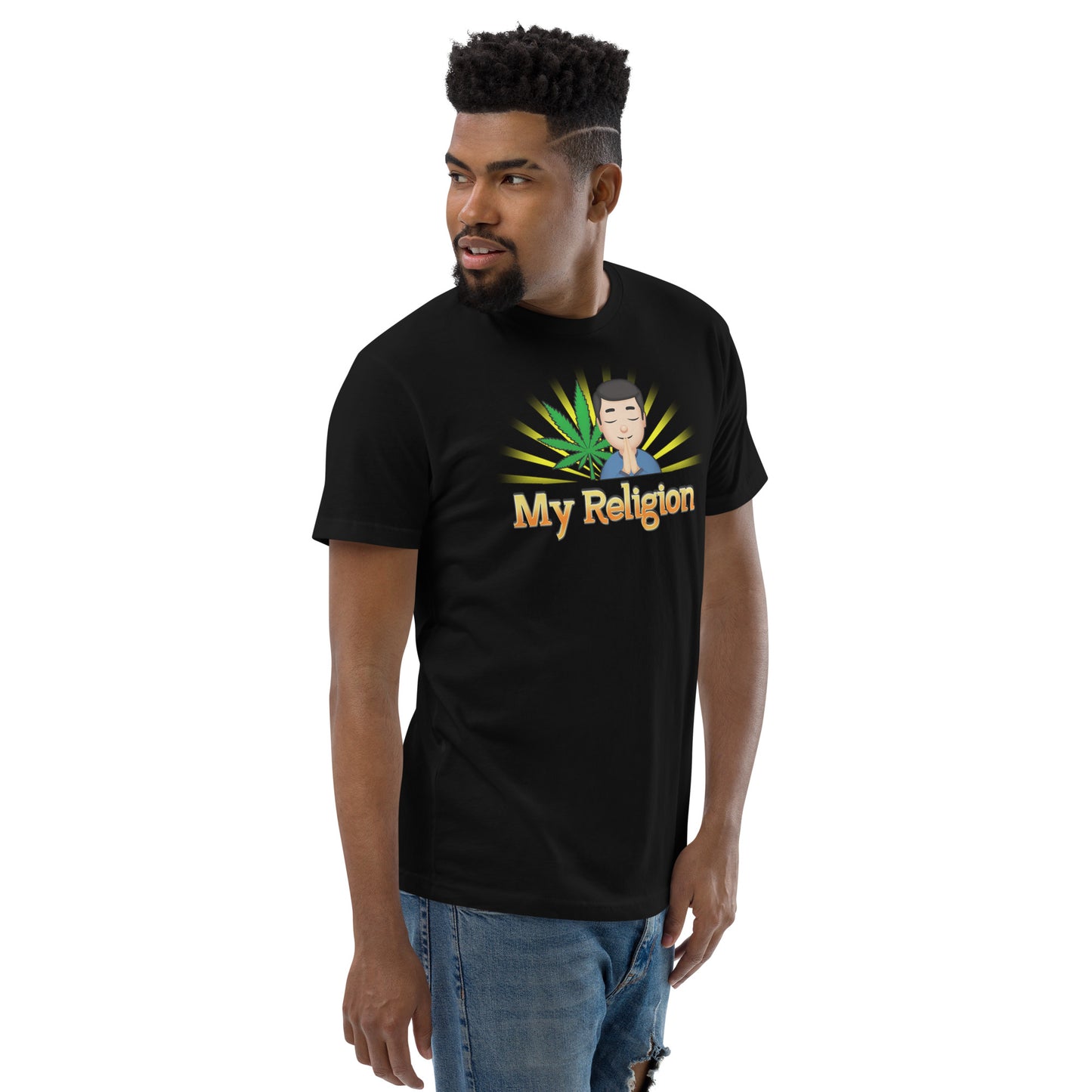 Men's Cannabis Weed Emoji Fitted T-Shirt