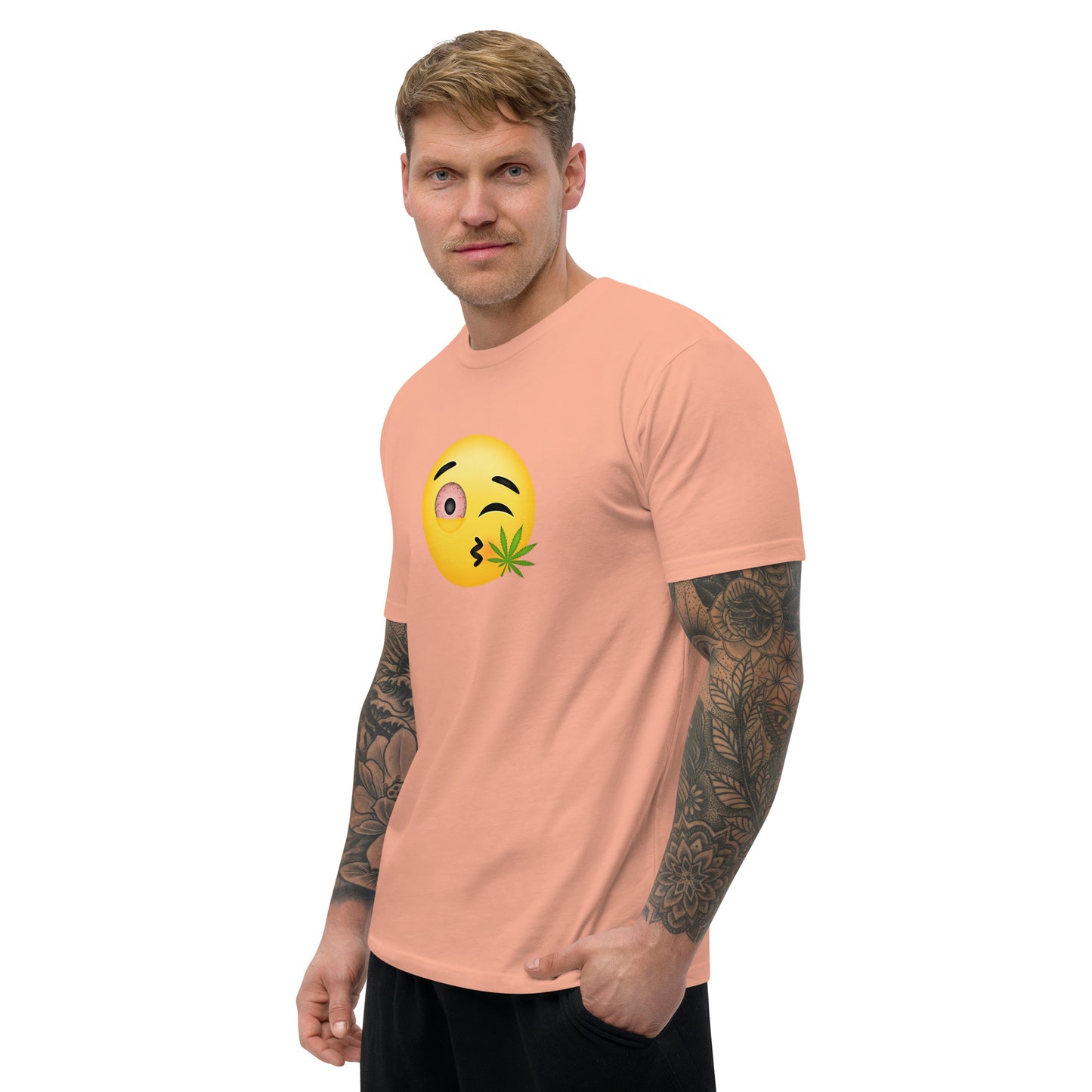 Men's Cannabis Weed Emoji Fitted T-Shirt