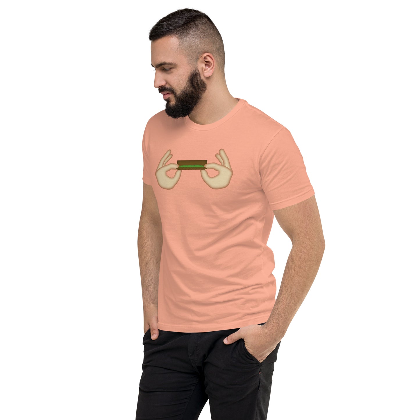 Men's Cannabis Weed Emoji Fitted T-Shirt