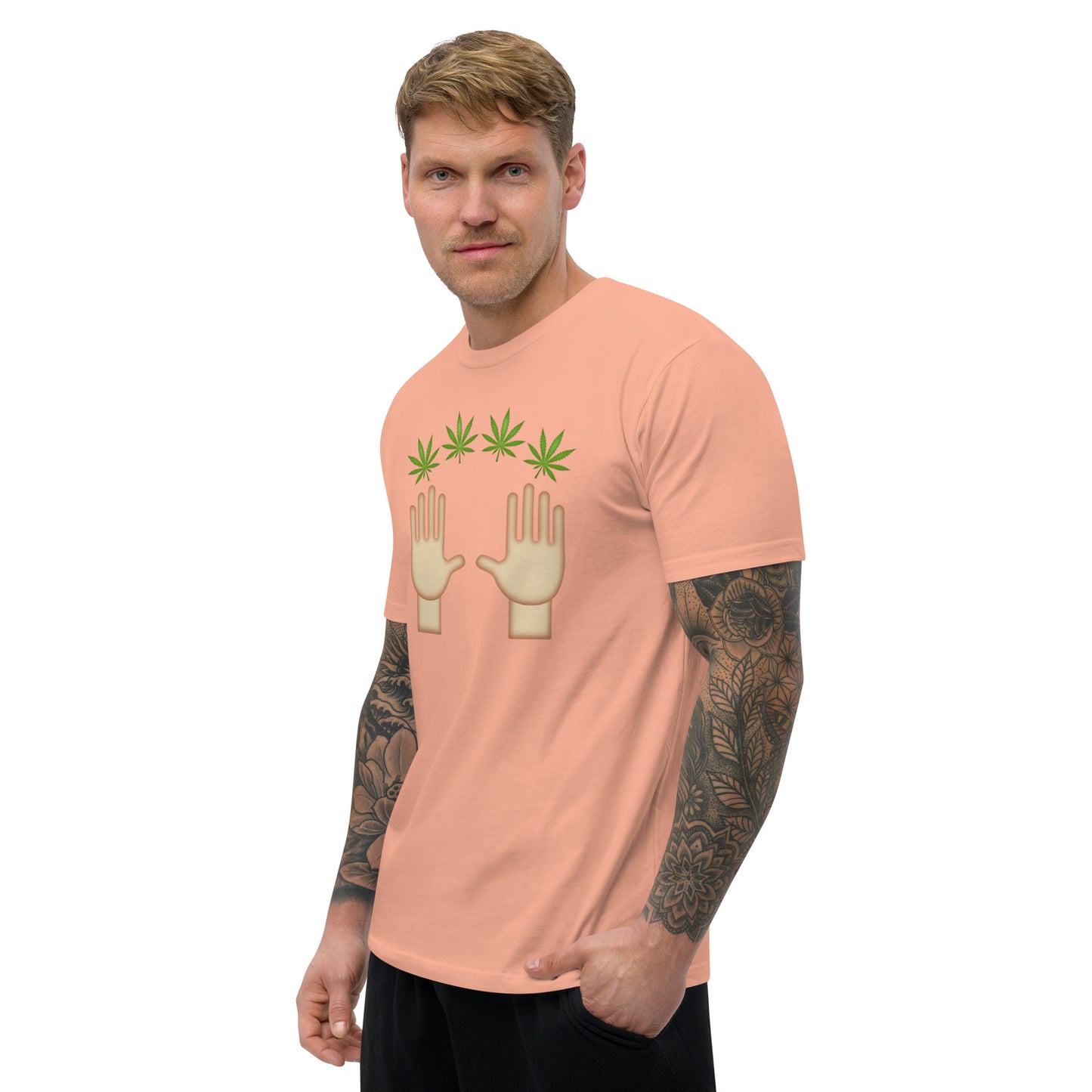 Men's Cannabis Weed Emoji Fitted T-Shirt