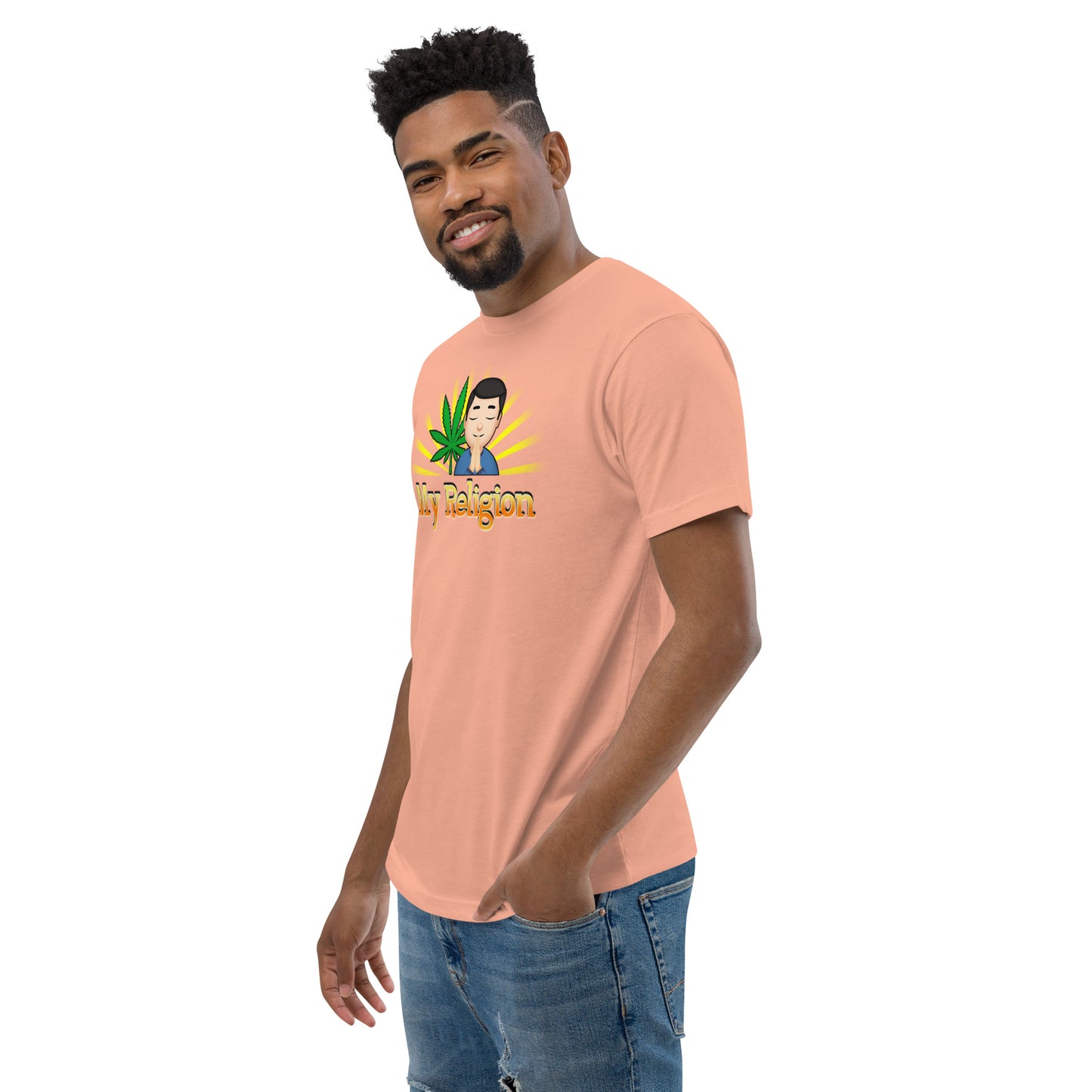 Men's Cannabis Weed Emoji Fitted T-Shirt