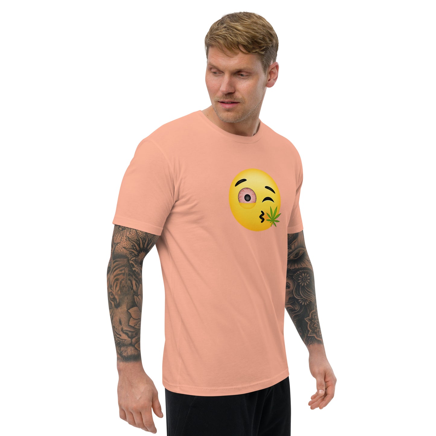 Men's Cannabis Weed Emoji Fitted T-Shirt