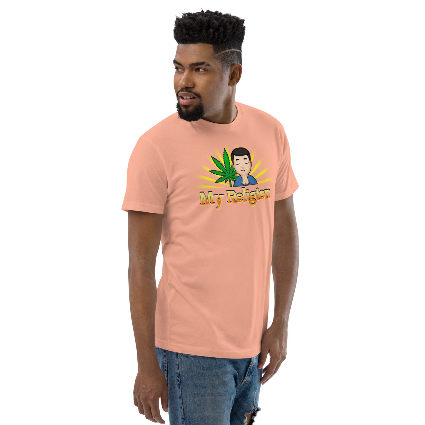 Men's Cannabis Weed Emoji Fitted T-Shirt