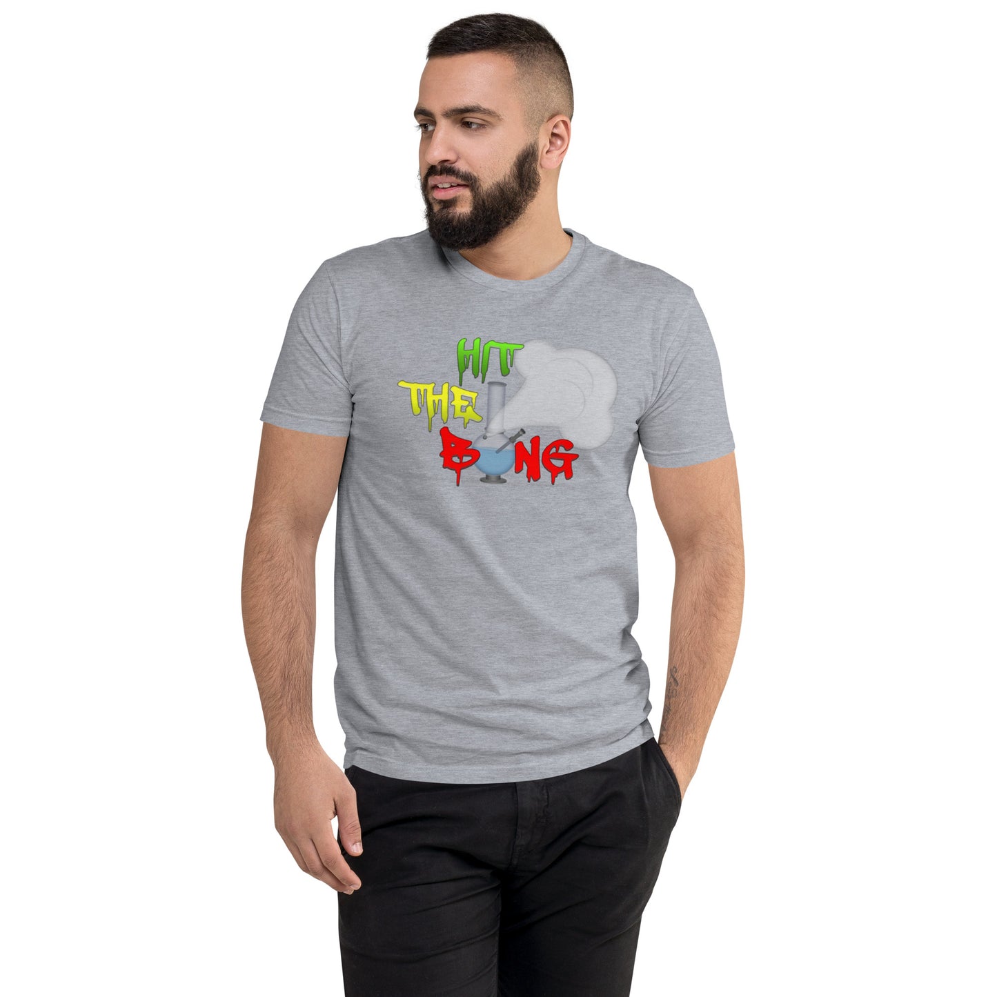 Men's Cannabis Weed Emoji Fitted T-Shirt