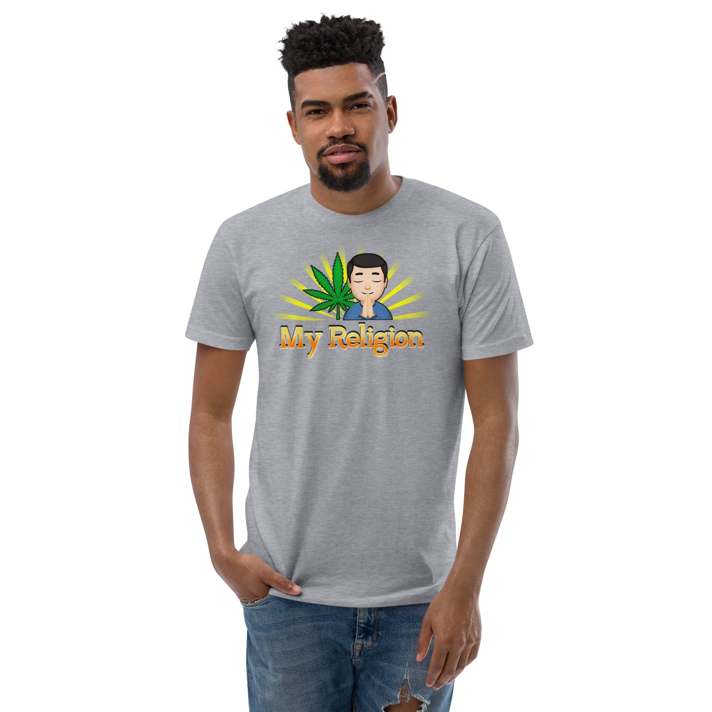 Men's Cannabis Weed Emoji Fitted T-Shirt