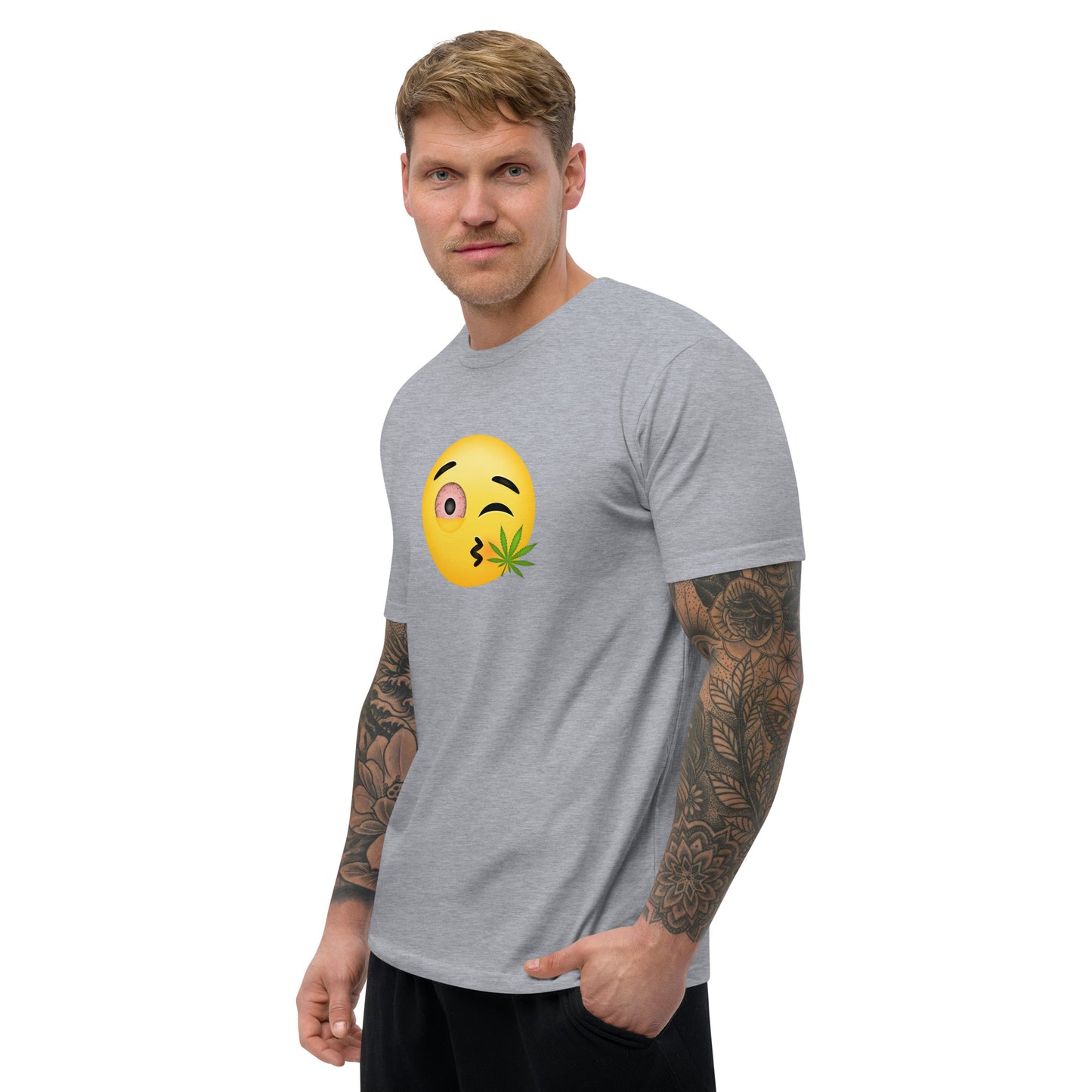 Men's Cannabis Weed Emoji Fitted T-Shirt