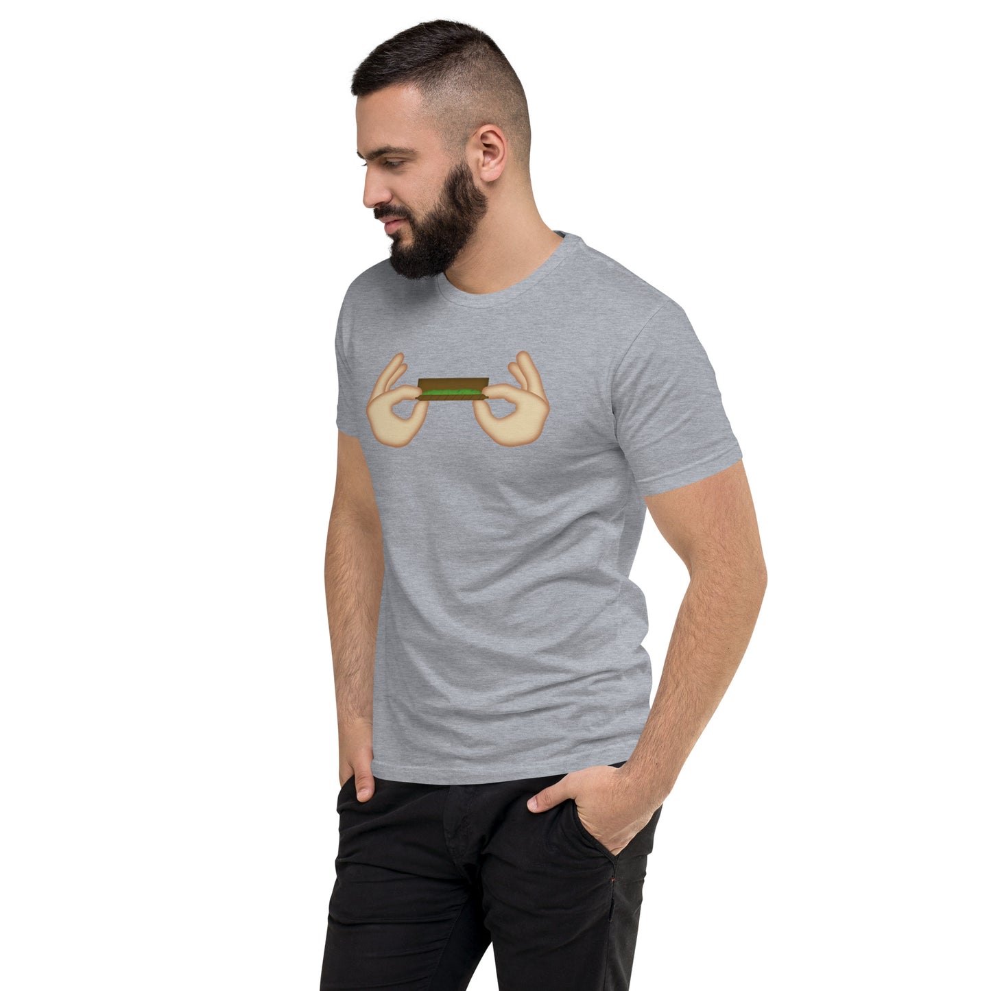 Men's Cannabis Weed Emoji Fitted T-Shirt