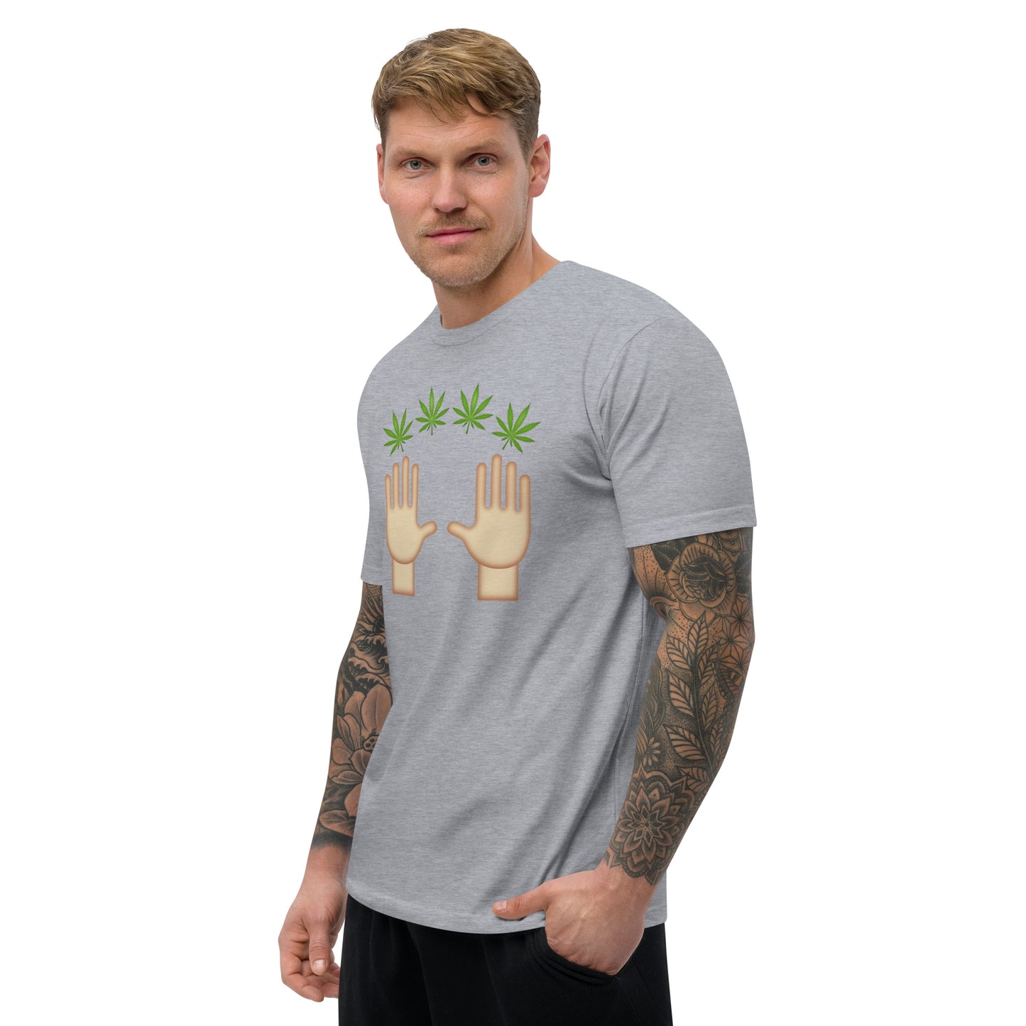 Men's Cannabis Weed Emoji Fitted T-Shirt