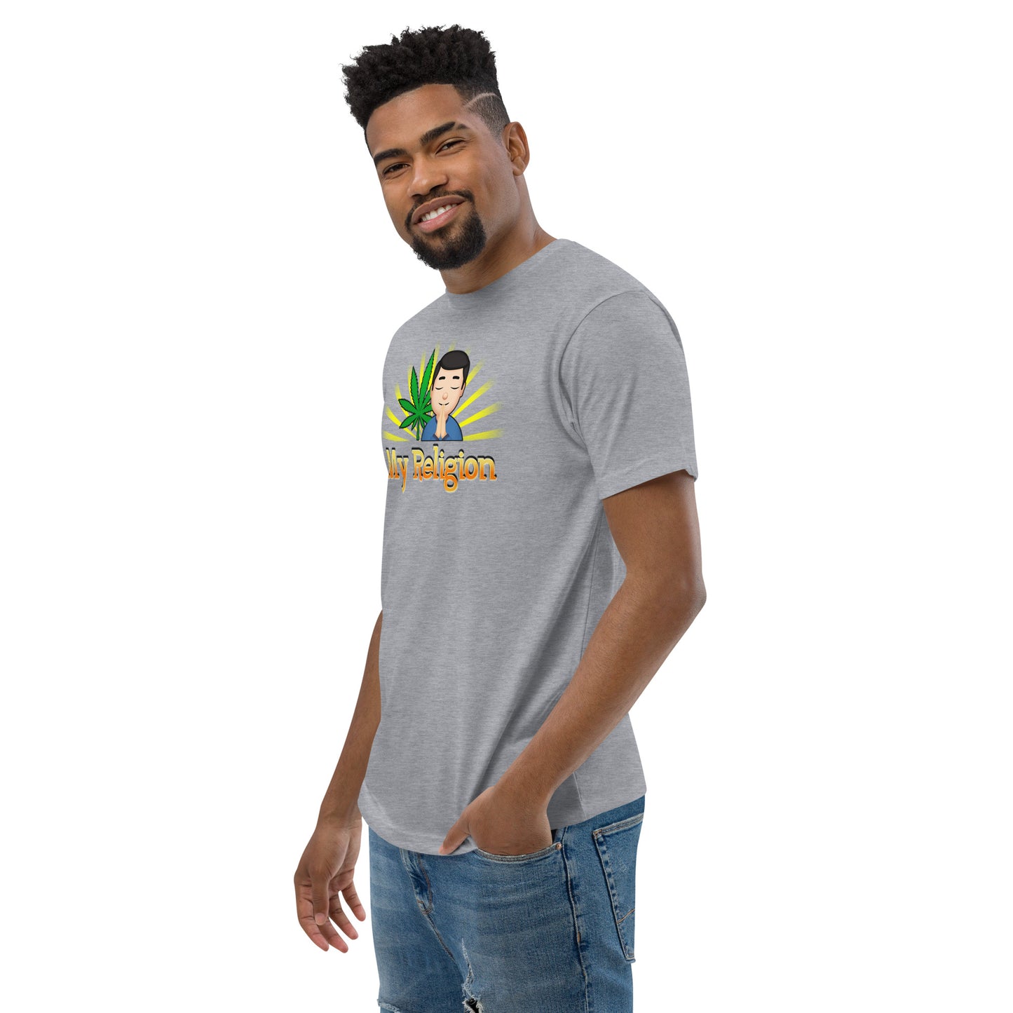 Men's Cannabis Weed Emoji Fitted T-Shirt