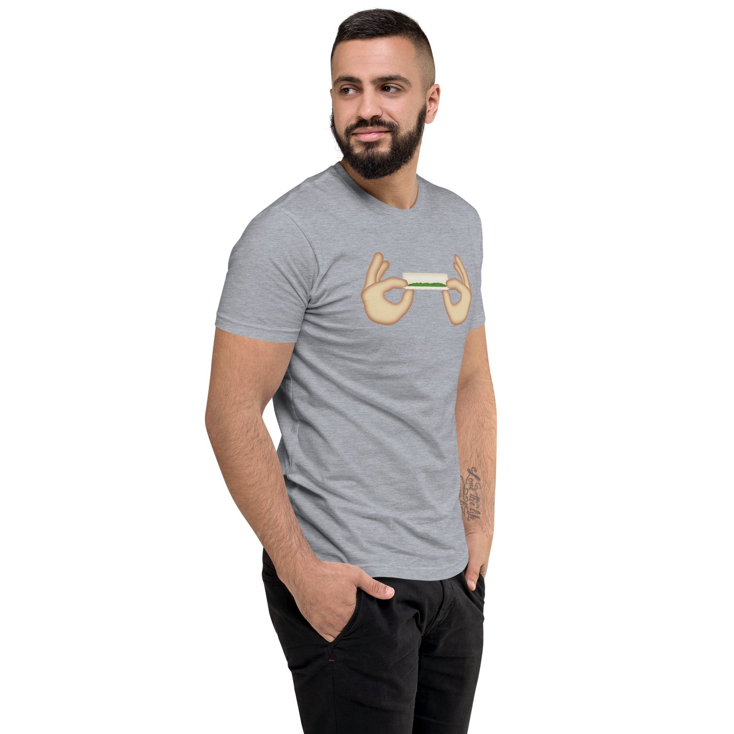 Men's Cannabis Weed Emoji Fitted T-Shirt