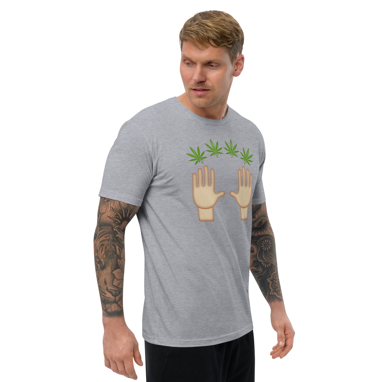 Men's Cannabis Weed Emoji Fitted T-Shirt