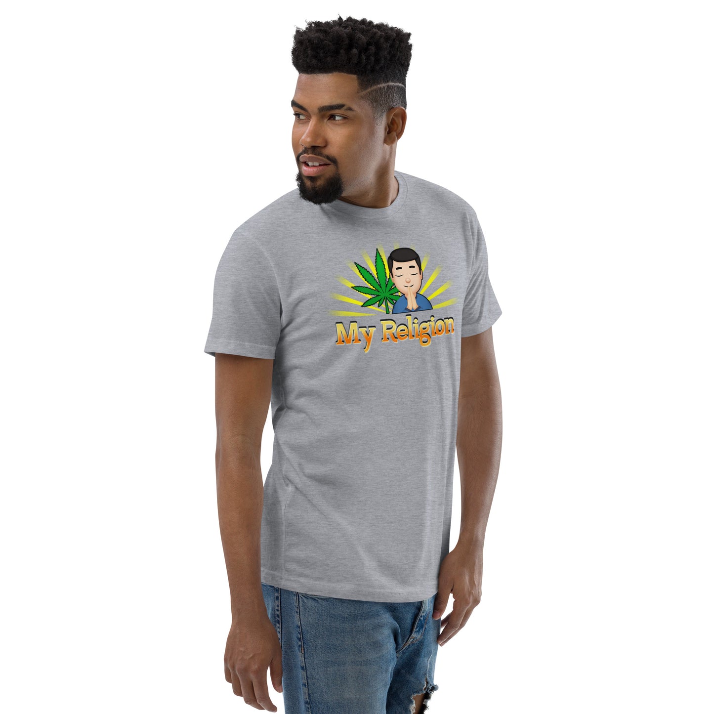 Men's Cannabis Weed Emoji Fitted T-Shirt