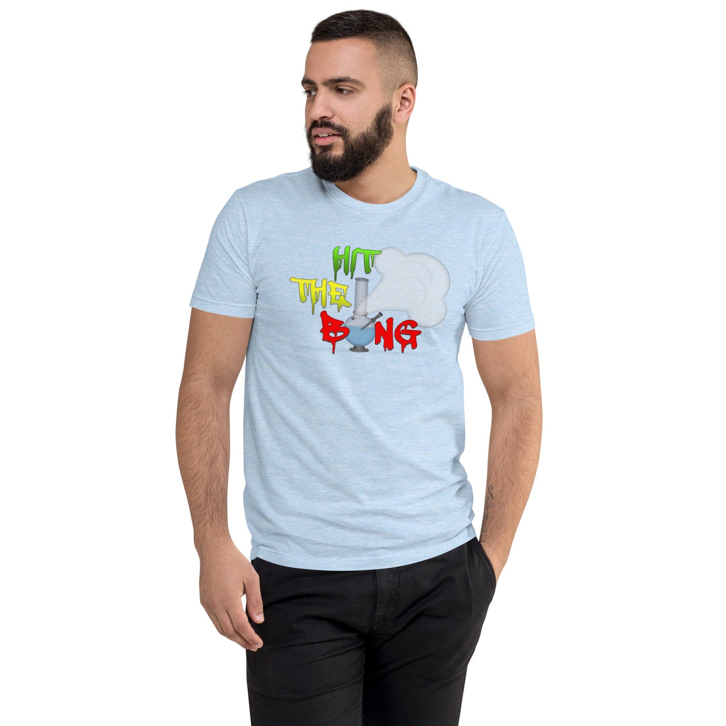 Men's Cannabis Weed Emoji Fitted T-Shirt