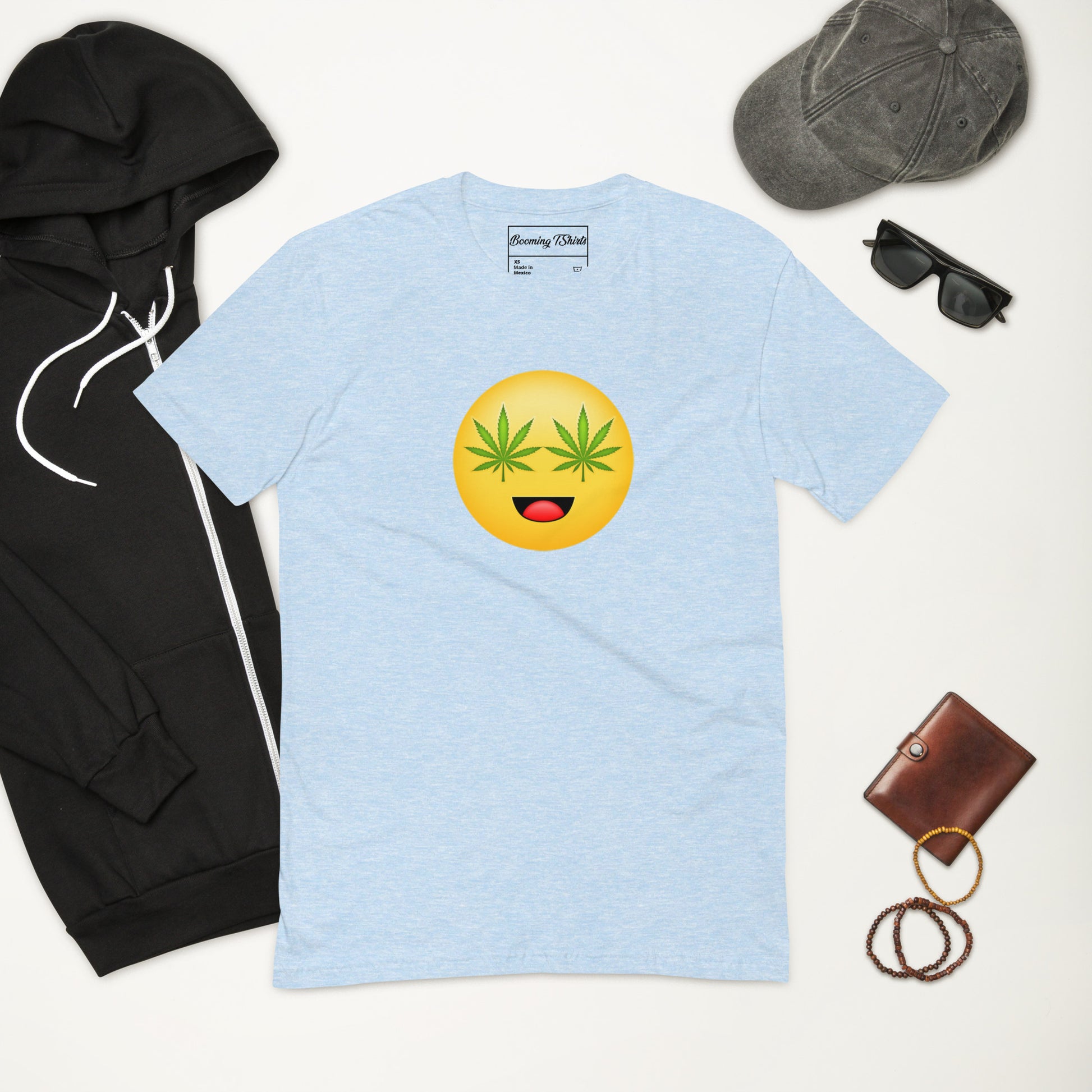 Emoji Weed Cannabis Sativa Indica Blunt Joint Bong Dispensary Festival Fun Tshirt