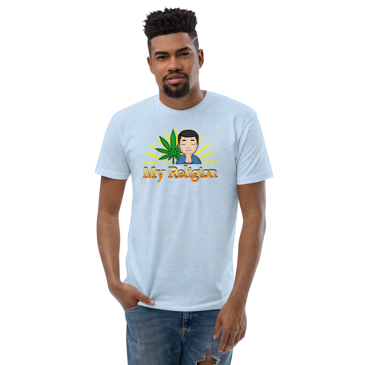 Men's Cannabis Weed Emoji Fitted T-Shirt