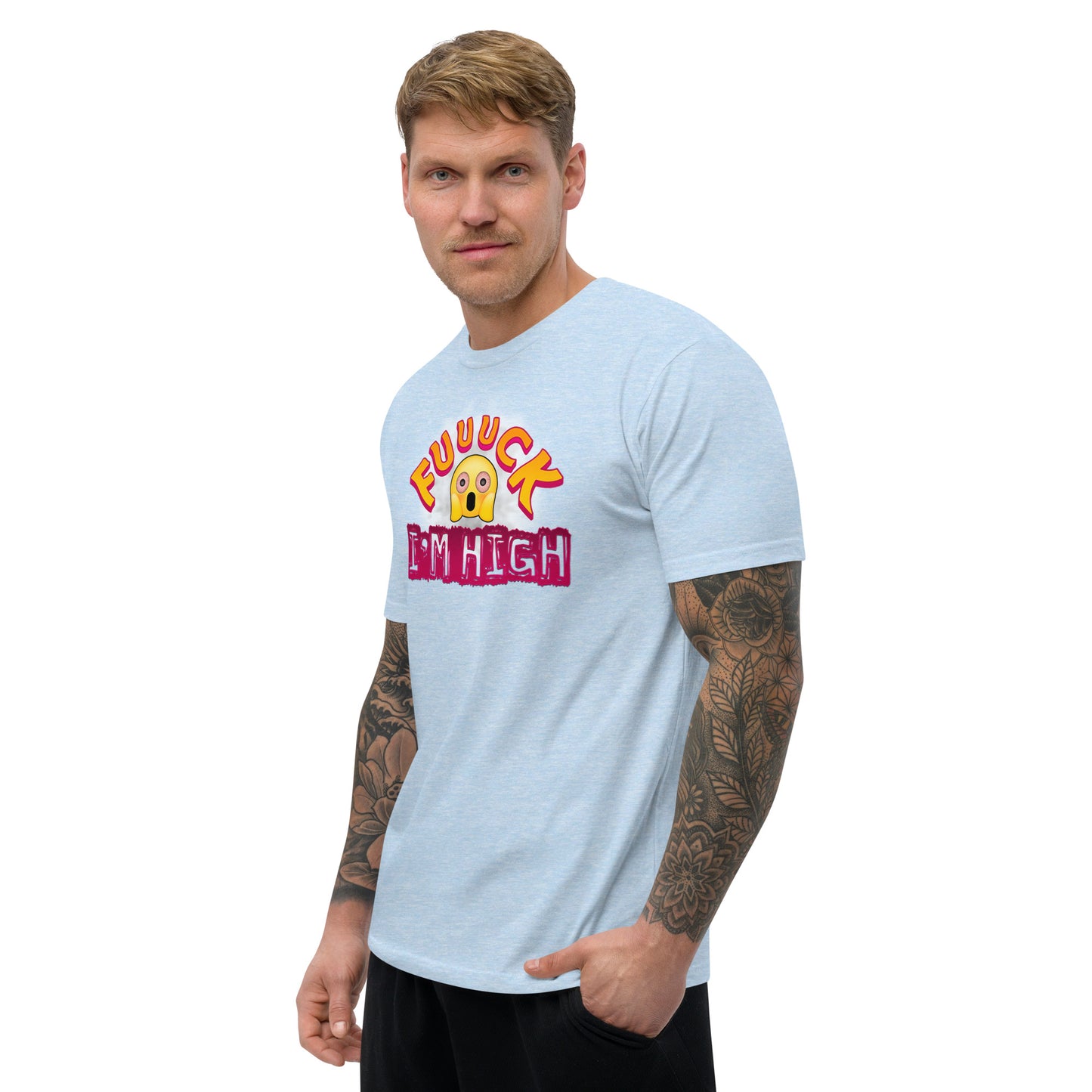 Men's Cannabis Weed Emoji Fitted T-Shirt