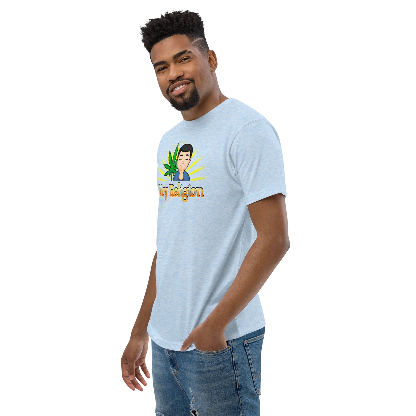 Men's Cannabis Weed Emoji Fitted T-Shirt