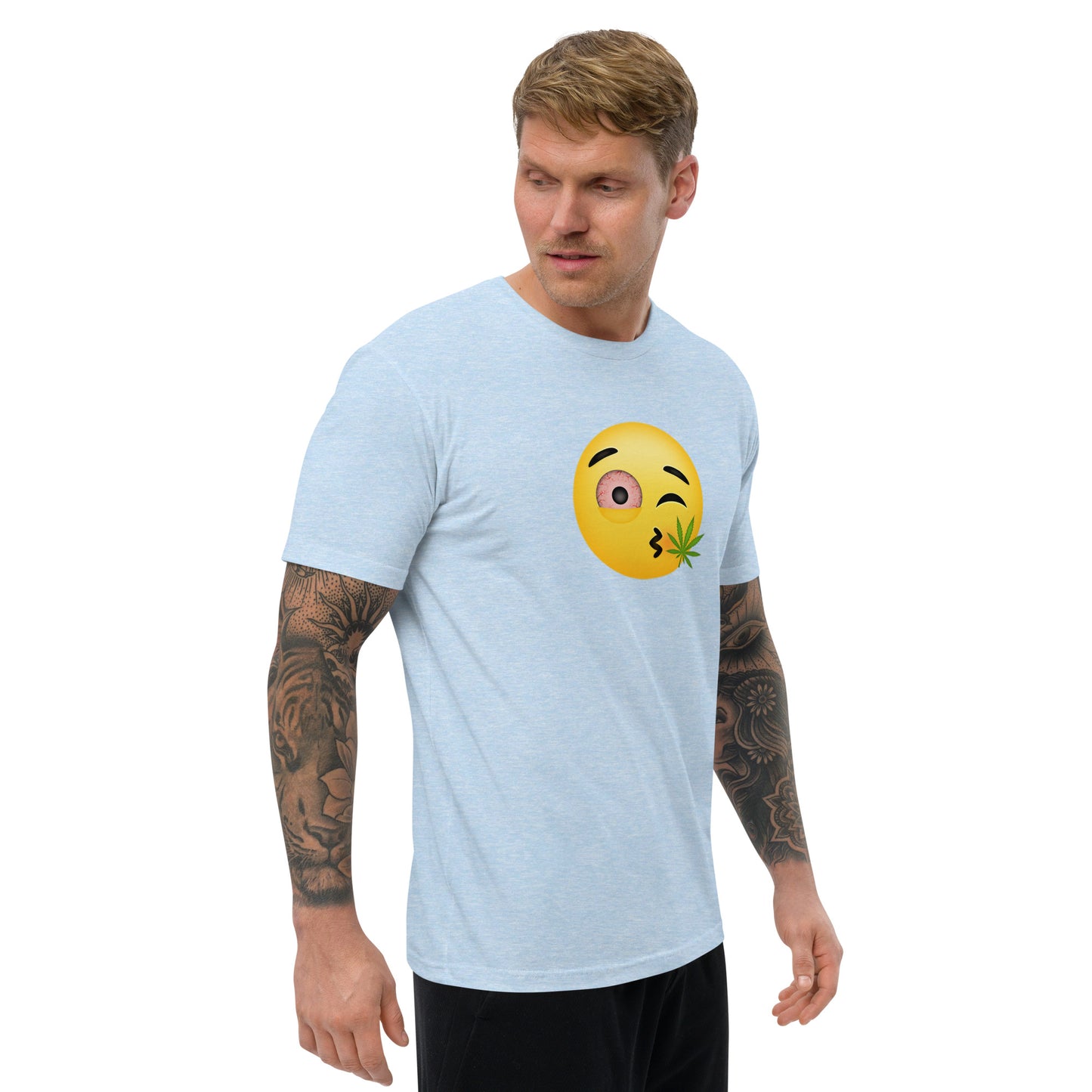 Men's Cannabis Weed Emoji Fitted T-Shirt