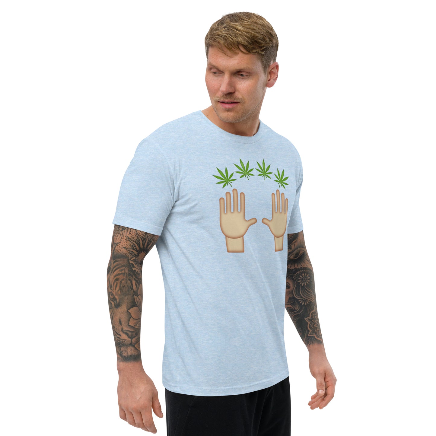 Men's Cannabis Weed Emoji Fitted T-Shirt