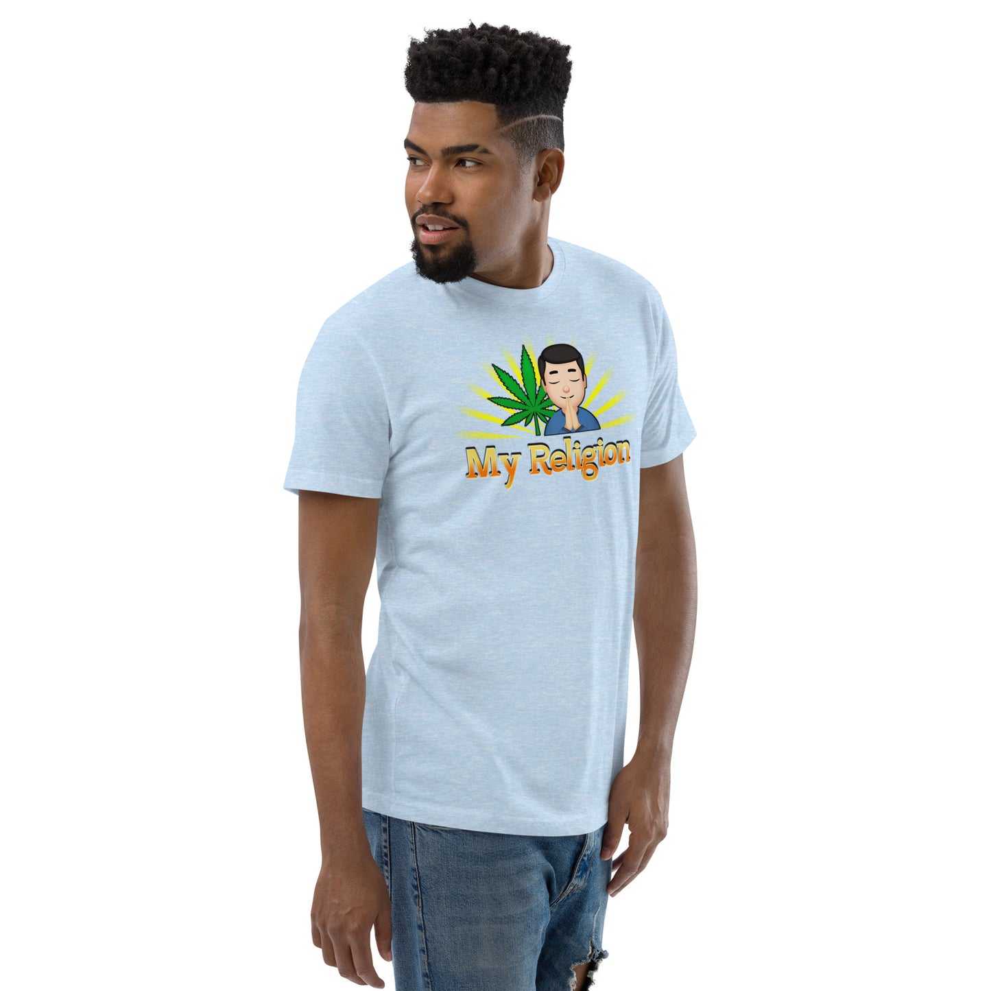 Men's Cannabis Weed Emoji Fitted T-Shirt