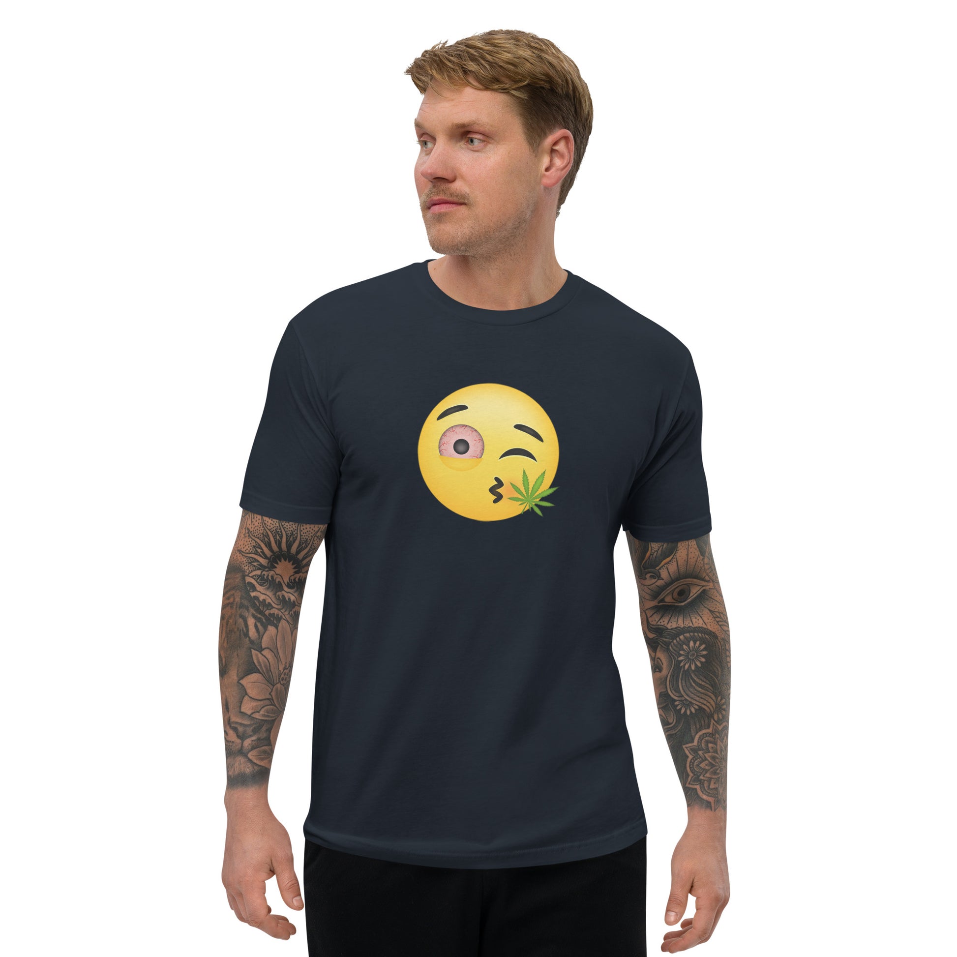 Emoji Weed Cannabis Sativa Indica Blunt Joint Bong Dispensary Festival Fun Tshirt