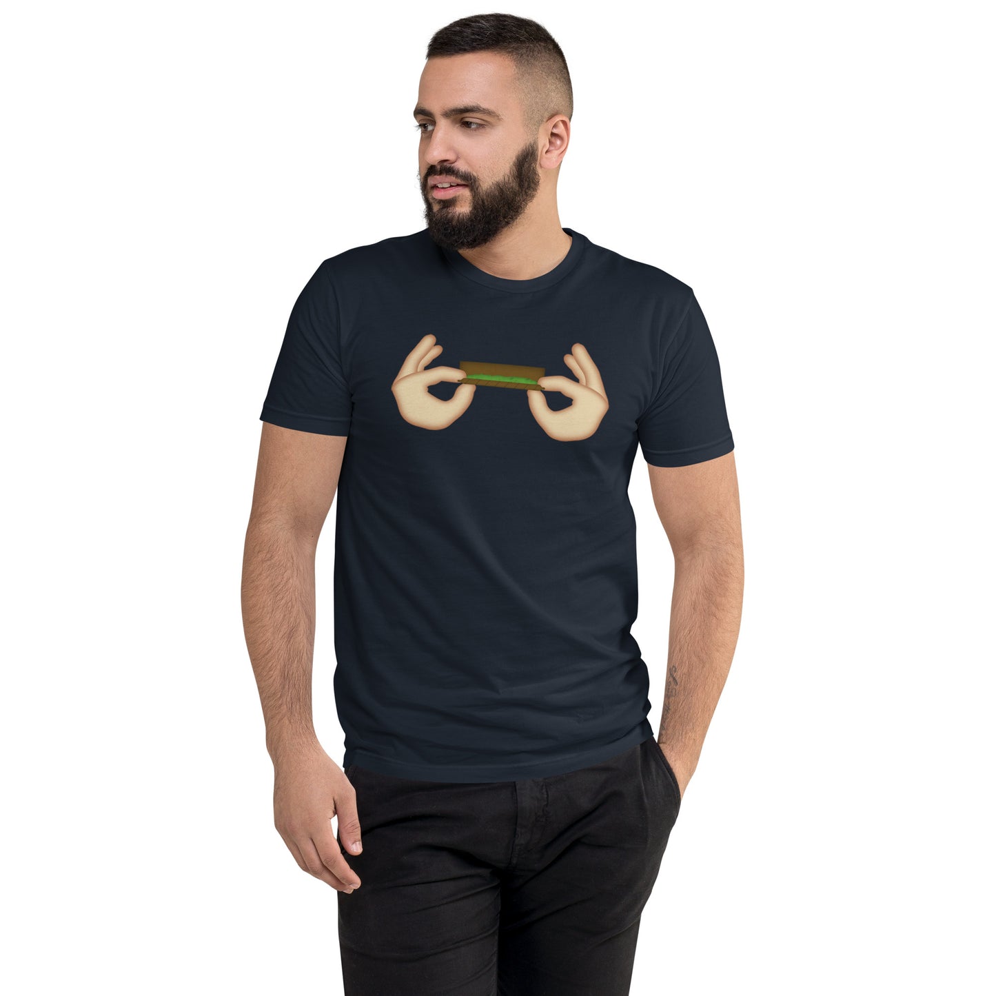 Men's Cannabis Weed Emoji Fitted T-Shirt