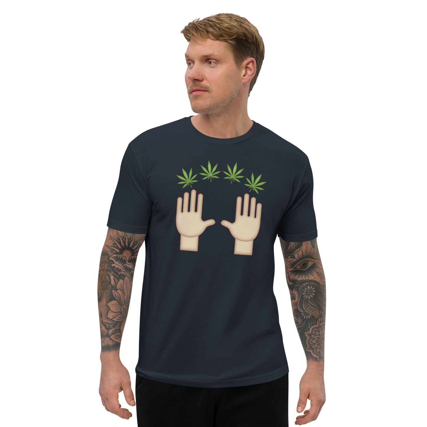 Men's Cannabis Weed Emoji Fitted T-Shirt