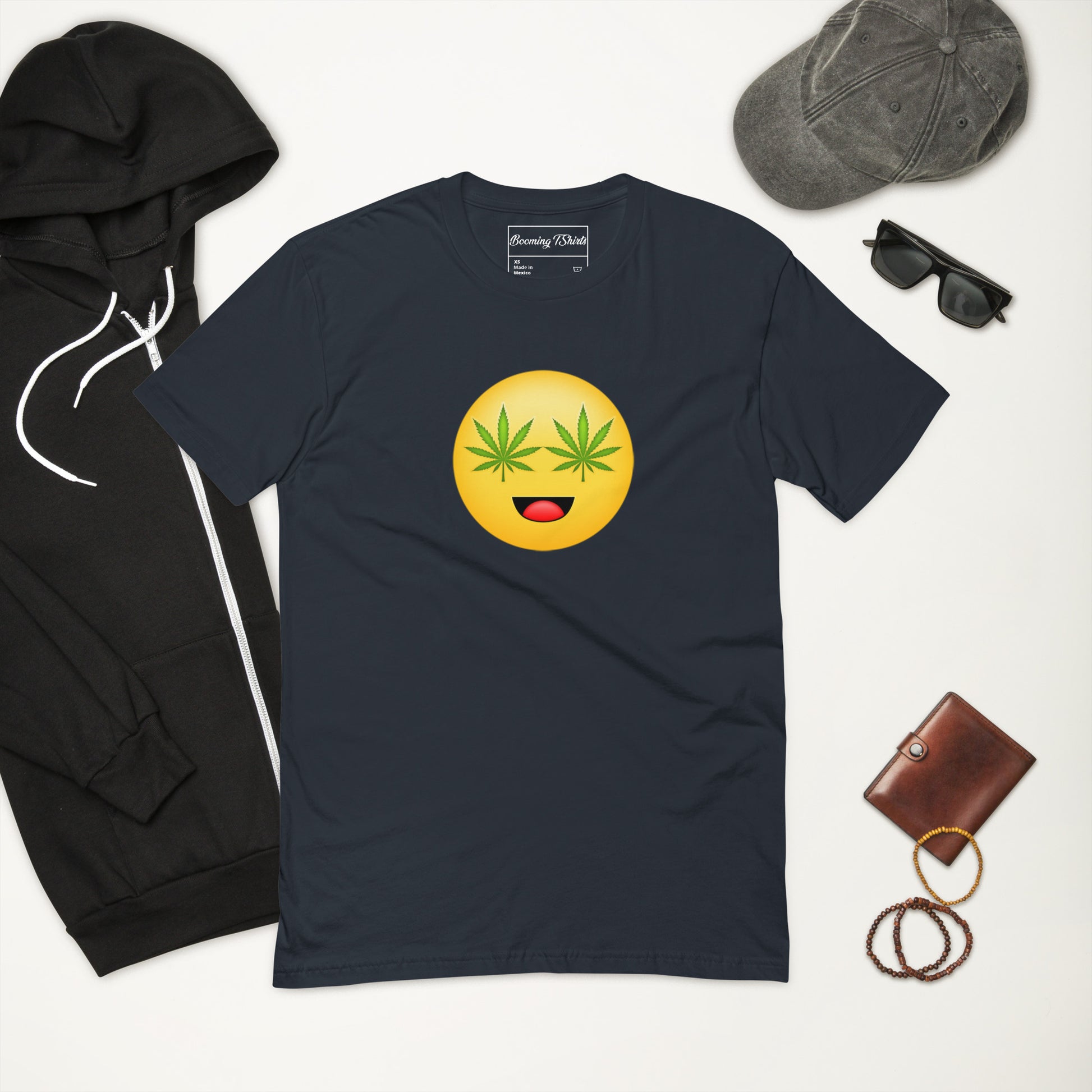 Emoji Weed Cannabis Sativa Indica Blunt Joint Bong Dispensary Festival Fun Tshirt