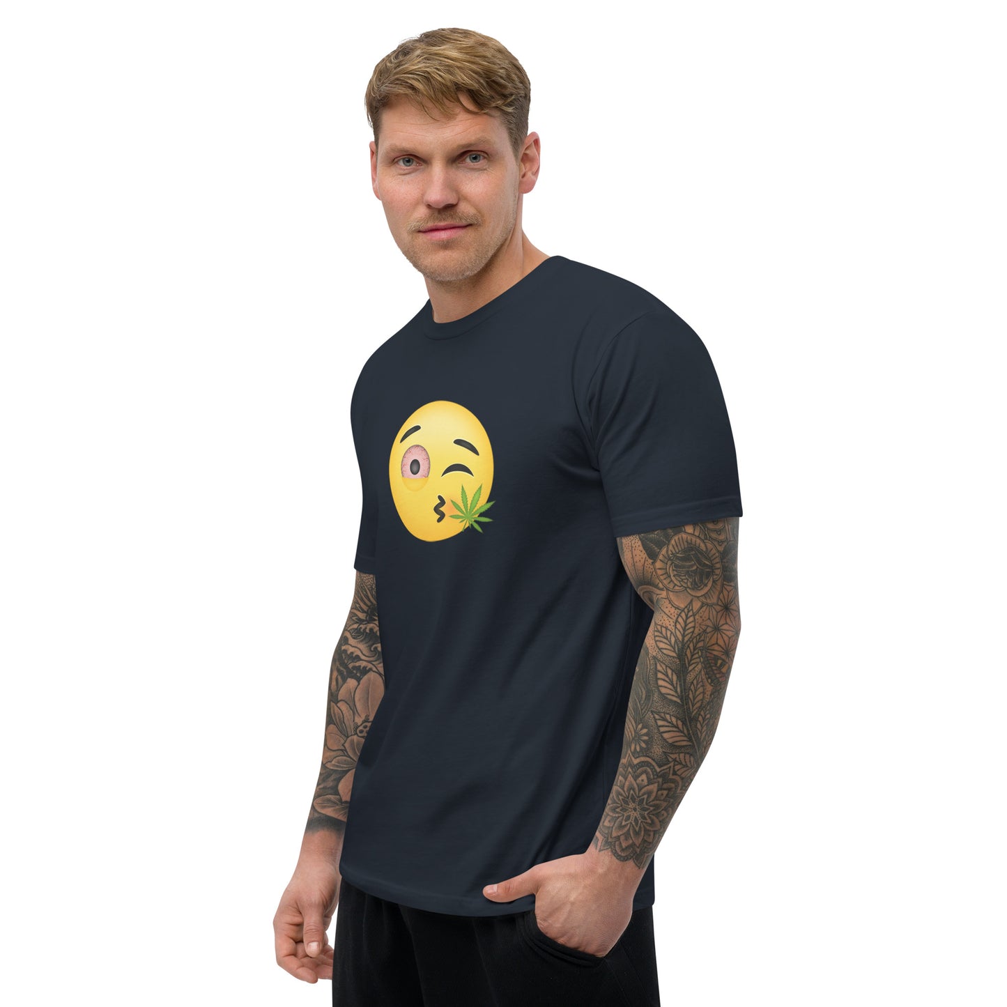 Men's Cannabis Weed Emoji Fitted T-Shirt