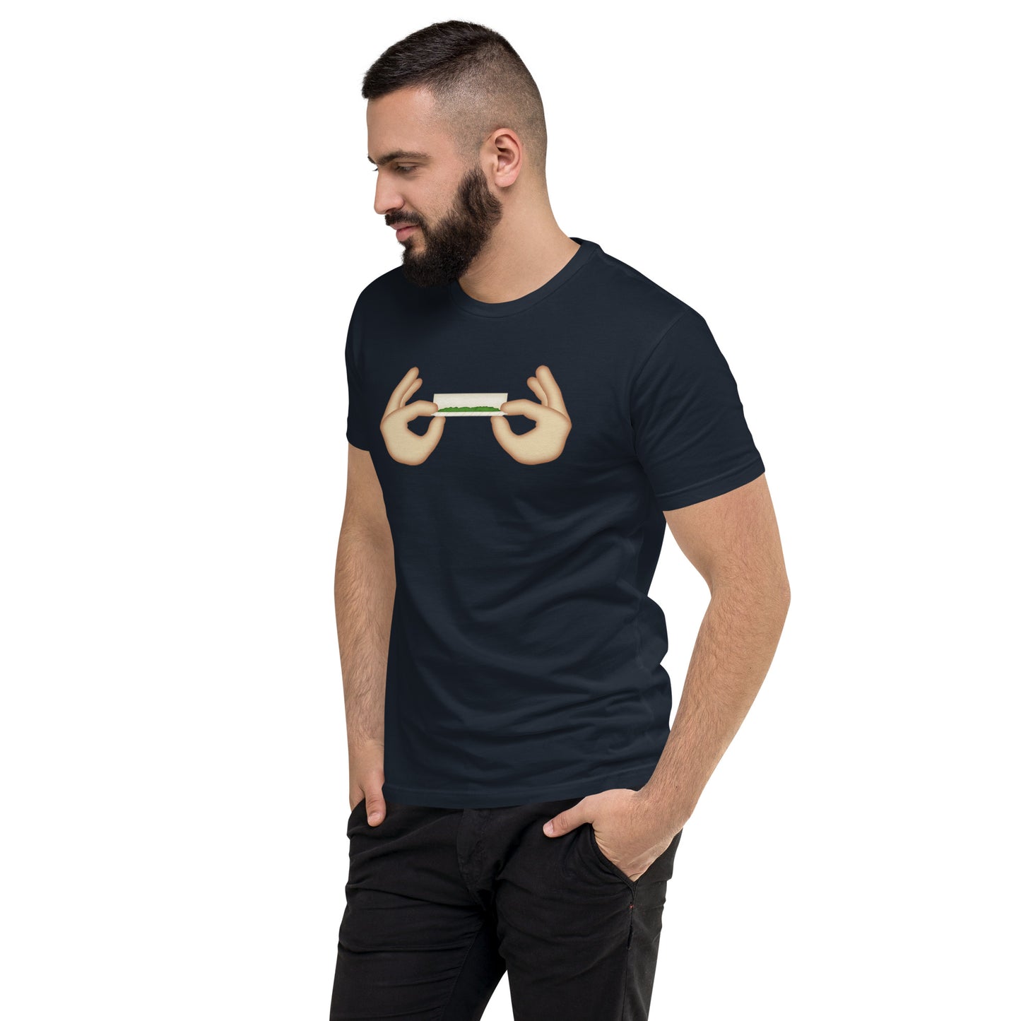 Men's Cannabis Weed Emoji Fitted T-Shirt