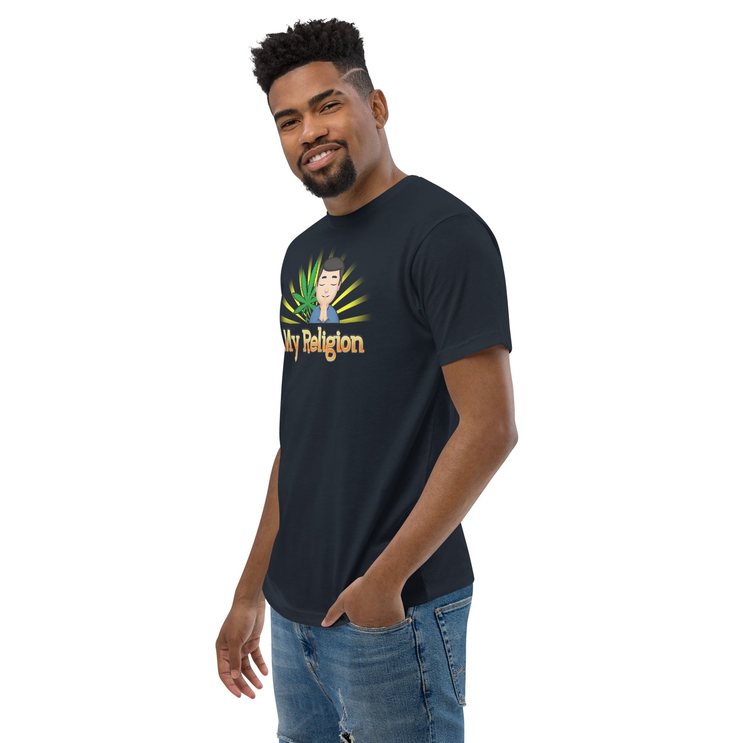 Men's Cannabis Weed Emoji Fitted T-Shirt