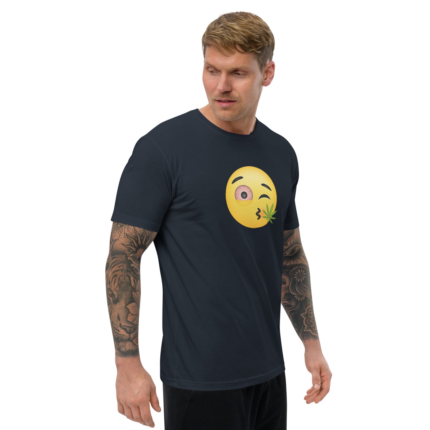 Men's Cannabis Weed Emoji Fitted T-Shirt