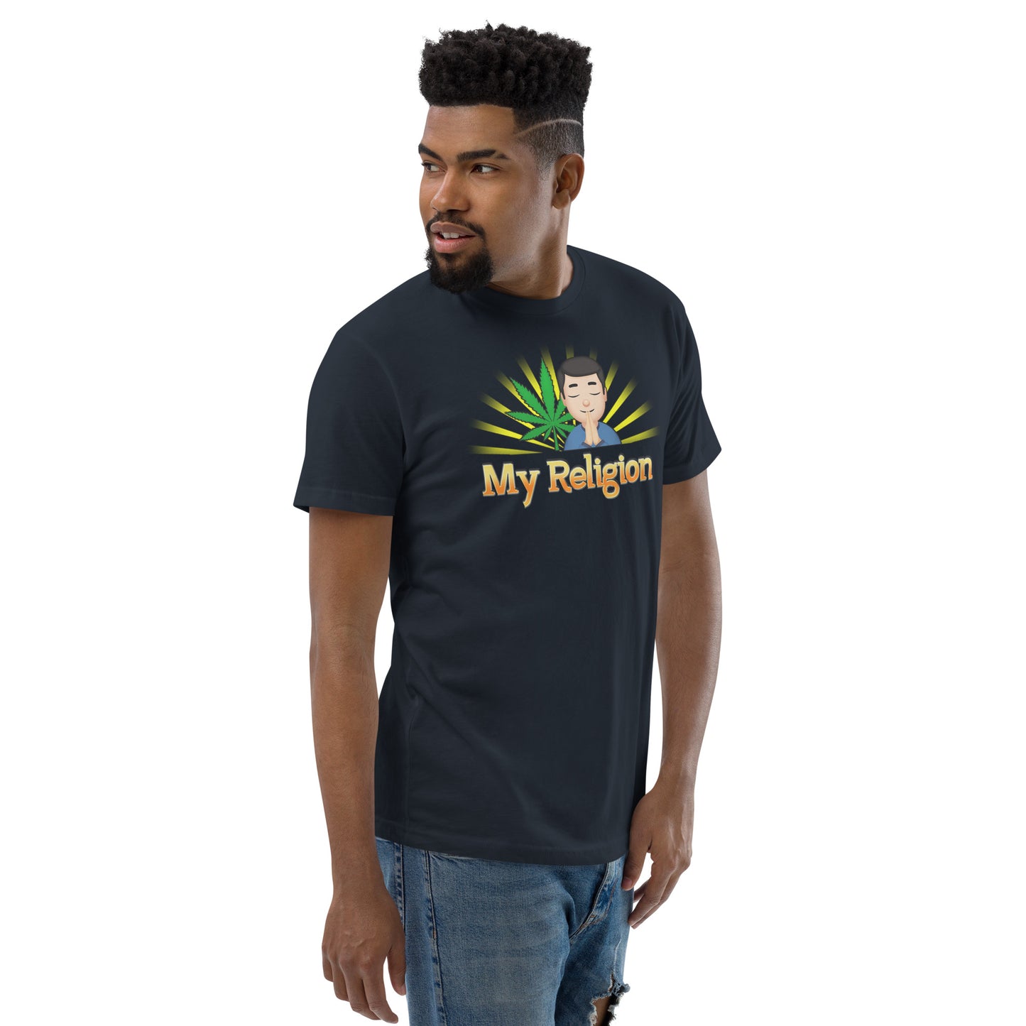 Men's Cannabis Weed Emoji Fitted T-Shirt